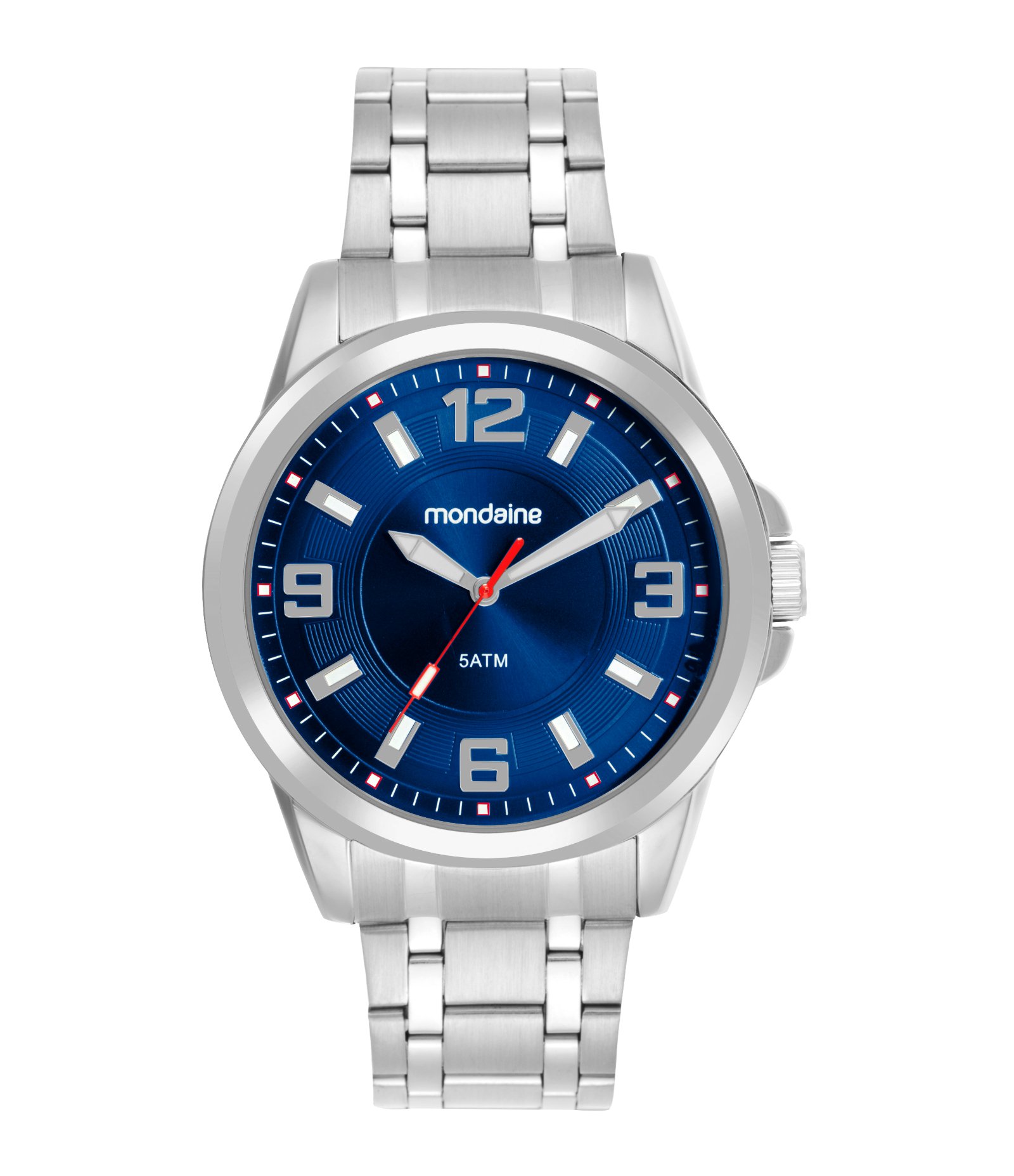 Relógio Aço Masculino Analogico Com Caixa Em Metal Cromado e Pulseira em Aço Mondaine Prata 1