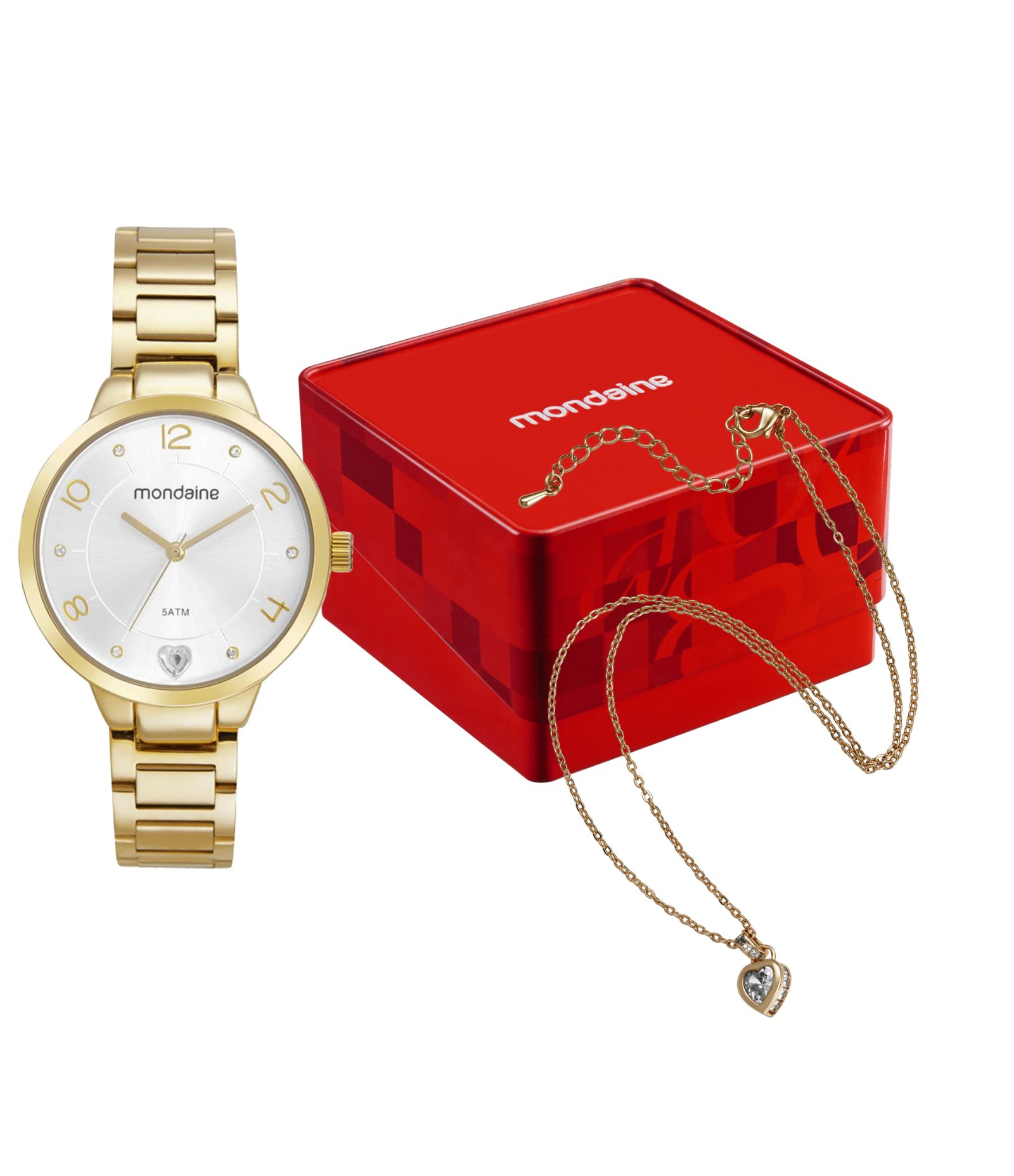 Relógio Aço Feminino Analogico Com Caixa Em Metal e Pulseira em Aço Mondaine Dourado 2