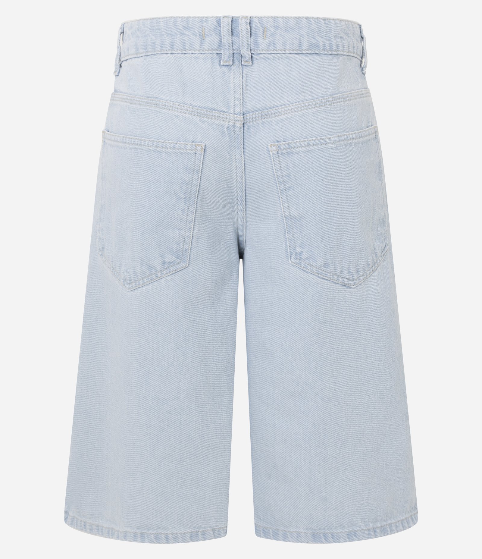 Bermuda em Jeans Delavê Alongada com Bolsos Azul 2