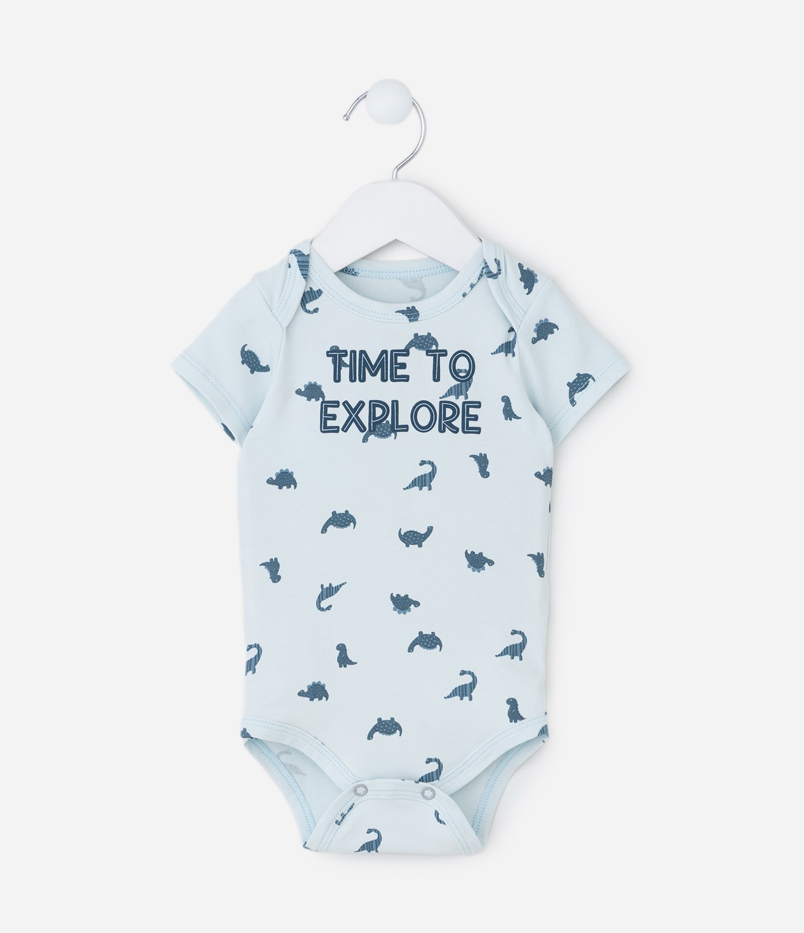 Body Bebê com Estampa Dinossauros e Lettering – Tam 0 a 24 Meses Azul Claro 1