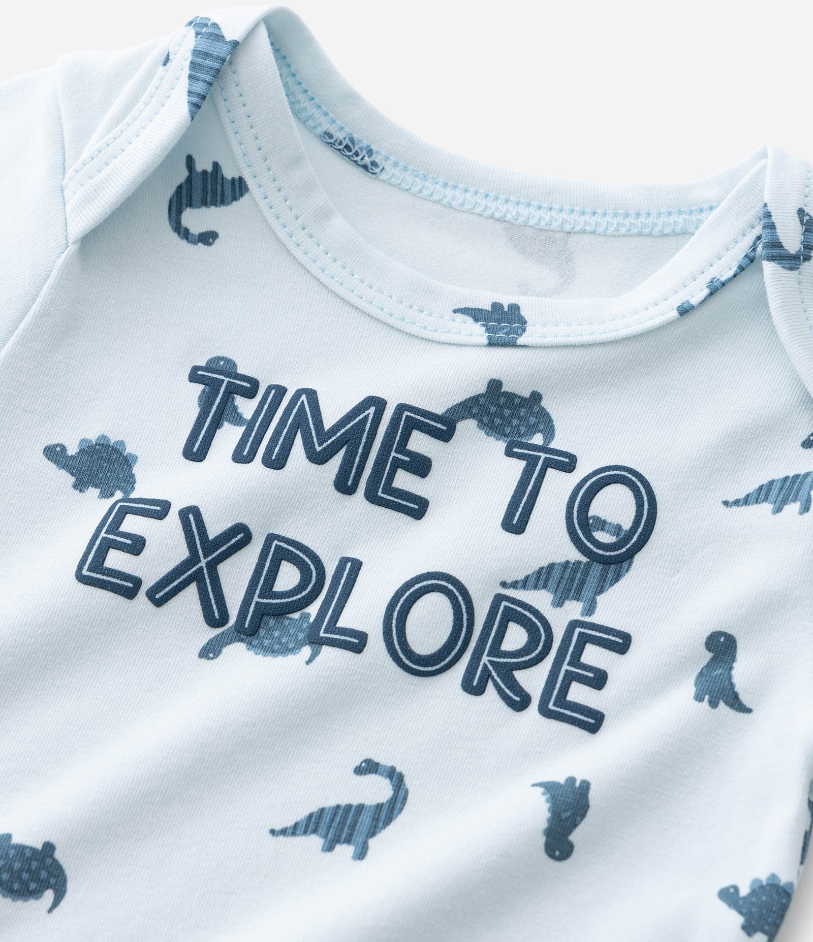Body Bebê com Estampa Dinossauros e Lettering – Tam 0 a 24 Meses Azul Claro 6