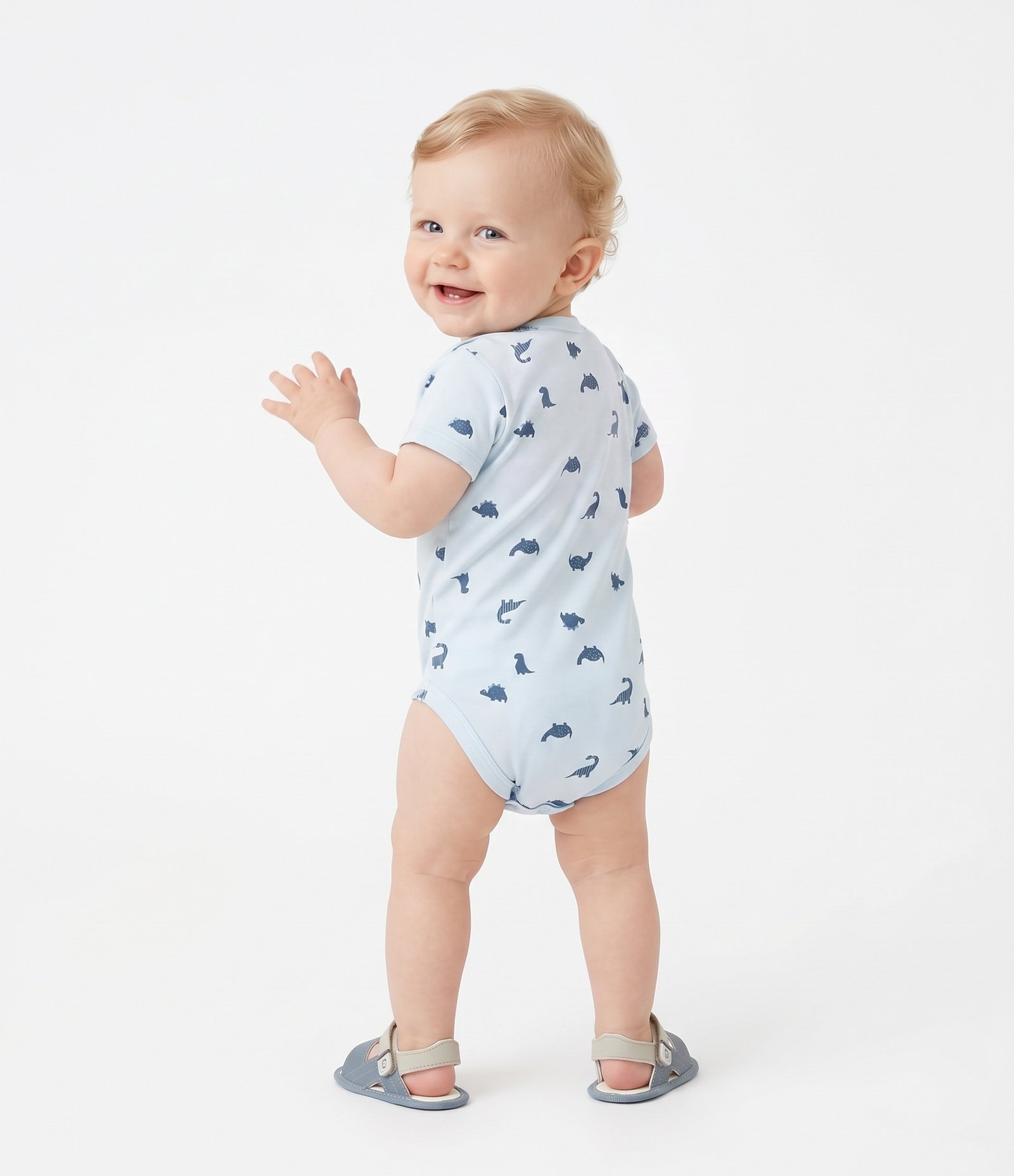 Body Bebê com Estampa Dinossauros e Lettering – Tam 0 a 24 Meses Azul Claro 9
