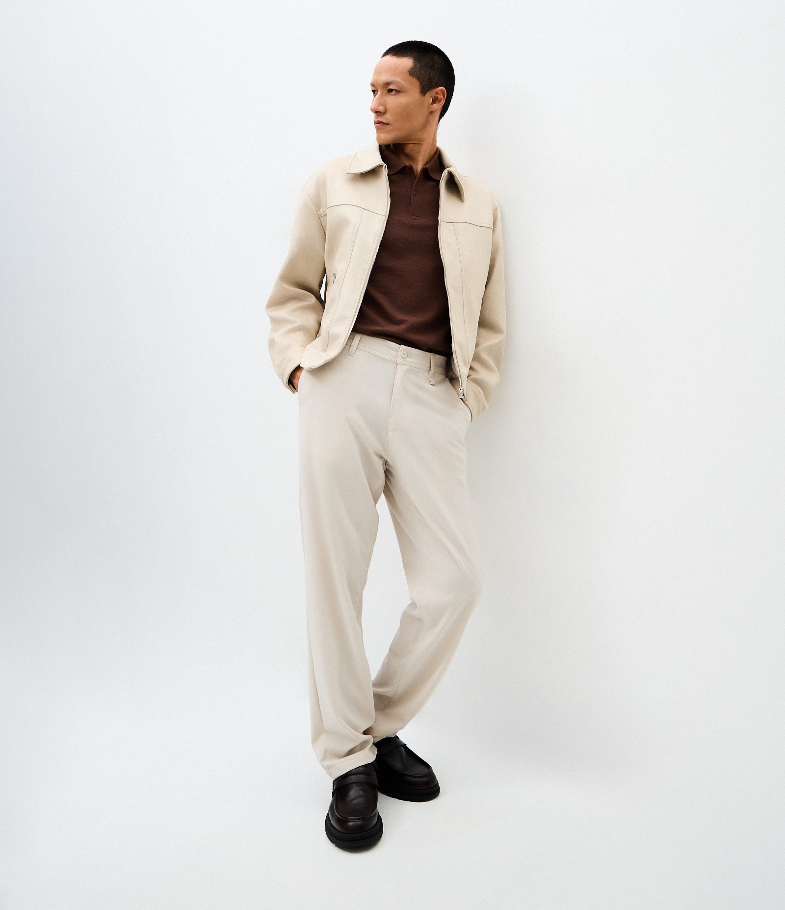 Jaqueta Masculina Harrington em Suede Bege 2