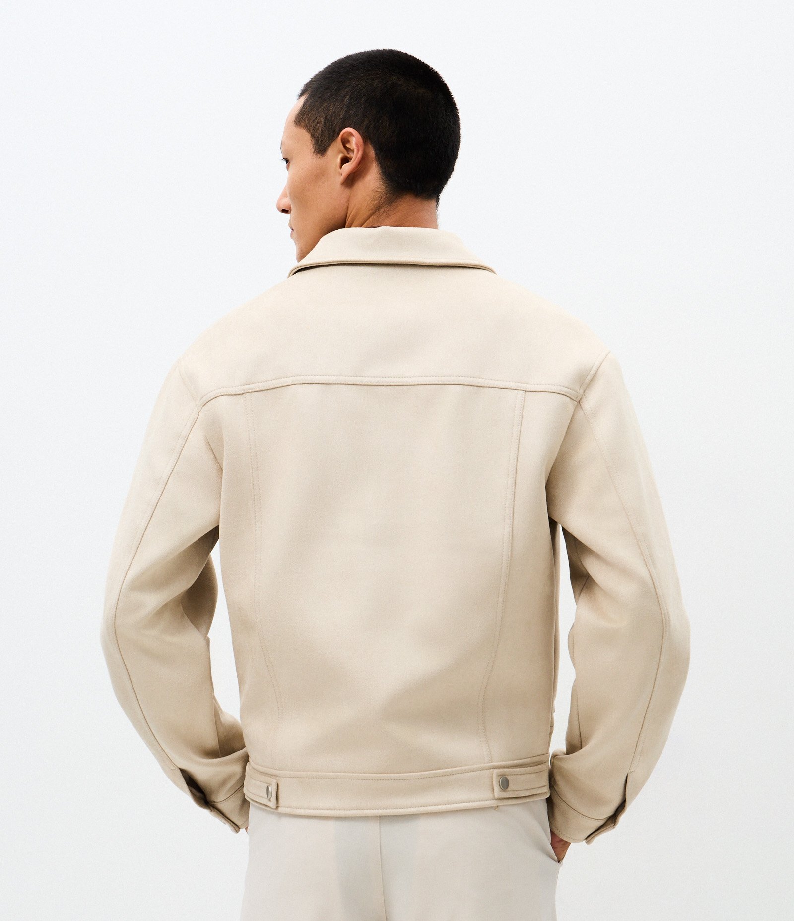 Jaqueta Masculina Harrington em Suede Bege 5