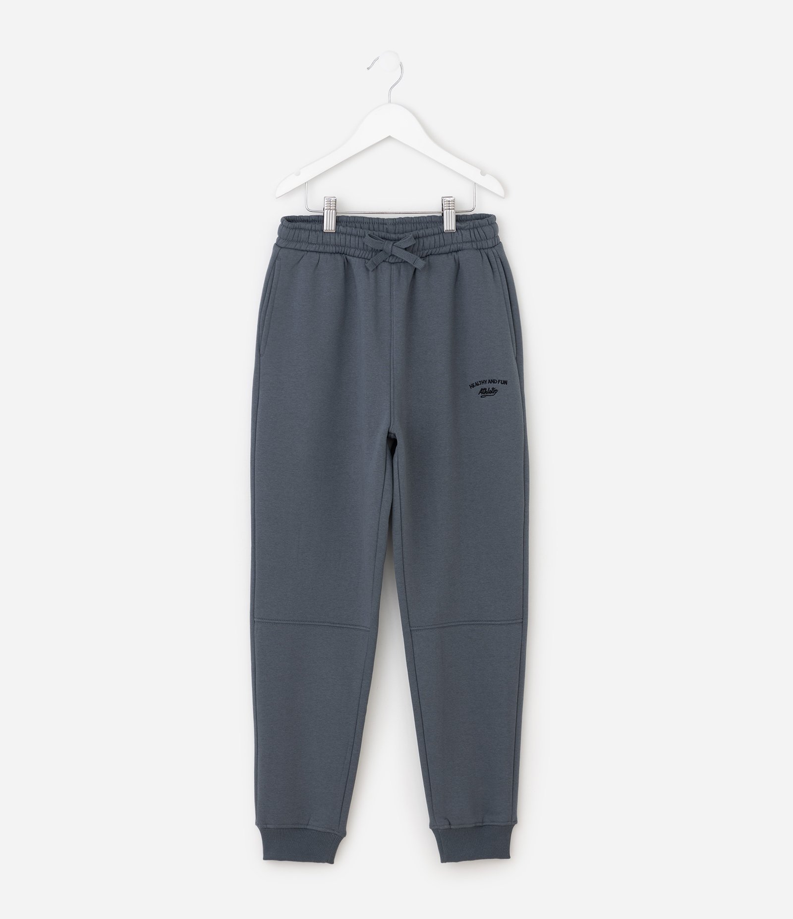 Calça Infantil com Bordado Lettering – Tam 5 a 14 Anos Cinza Escuro 1