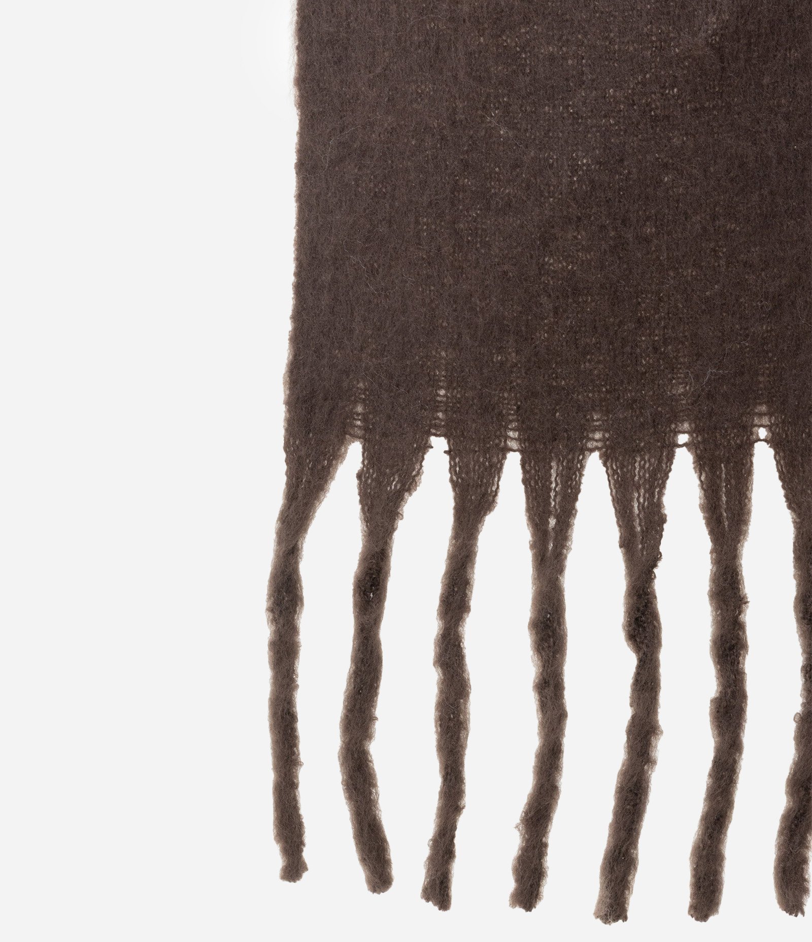 Cachecol Dupla Face em Tricô com Franjas nas Pontas Marrom 2