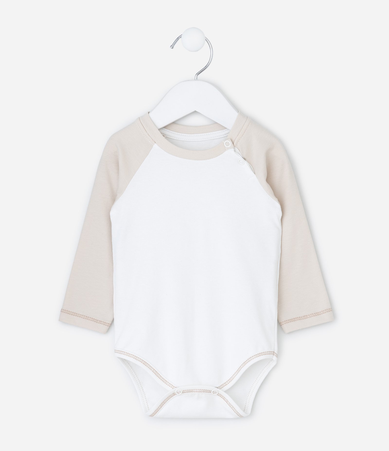 Body Infantil Bicolor com Gola Redonda – Tam 0 a 18 Meses Off White 2