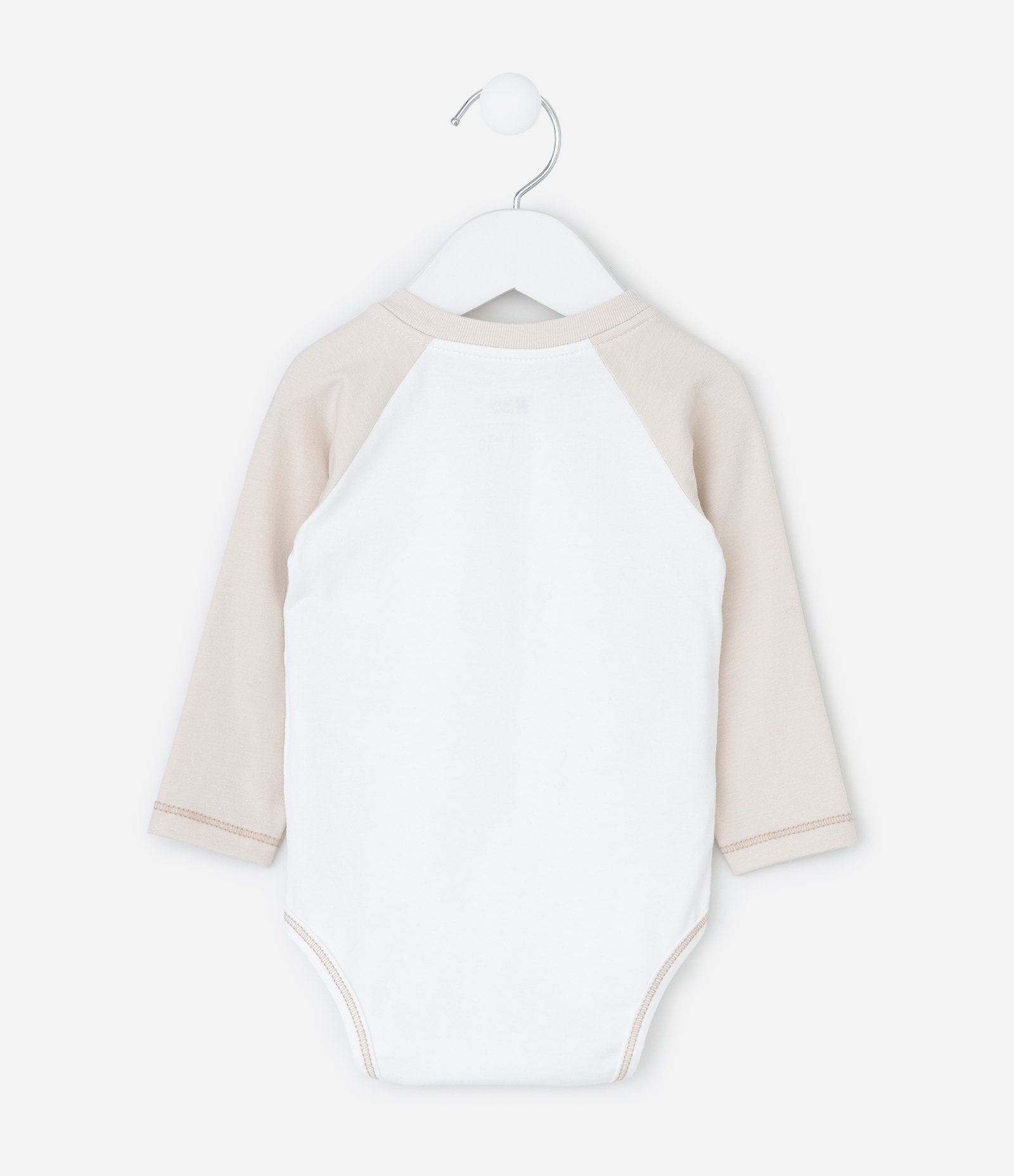 Body Infantil Bicolor com Gola Redonda – Tam 0 a 18 Meses Off White 3