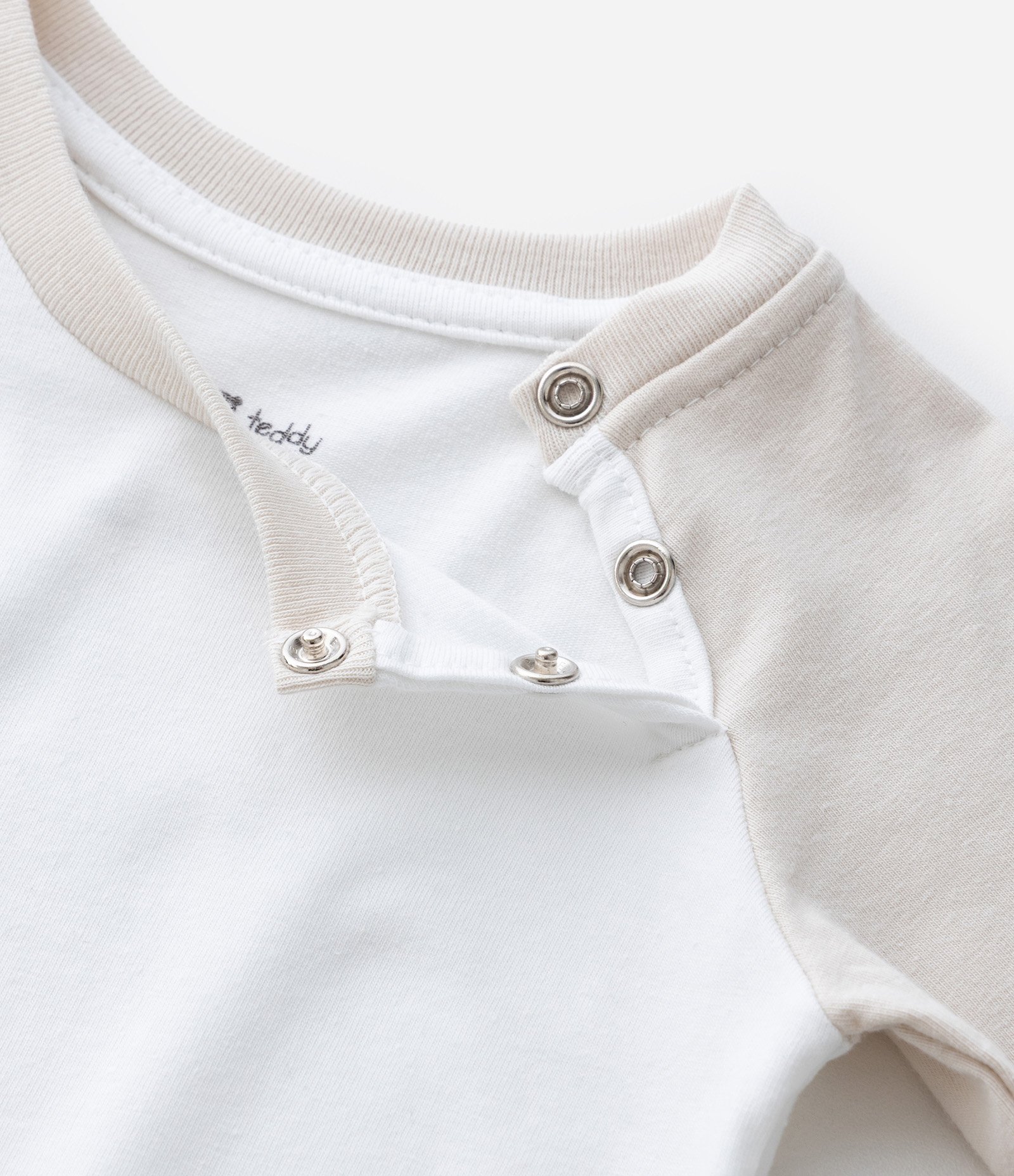 Body Infantil Bicolor com Gola Redonda – Tam 0 a 18 Meses Off White 7