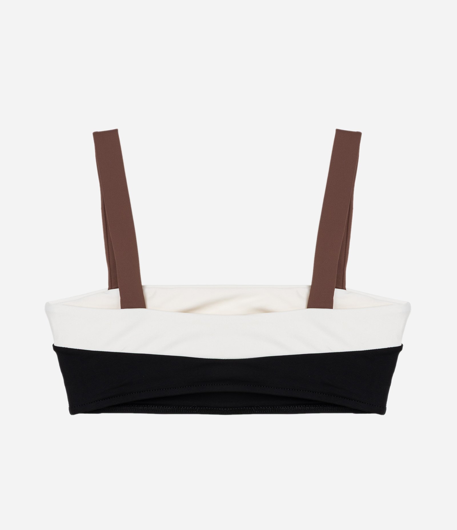 Biquini Top Bandeau com Estampa Bloco de Cor Preto/Branco/Marrom 2