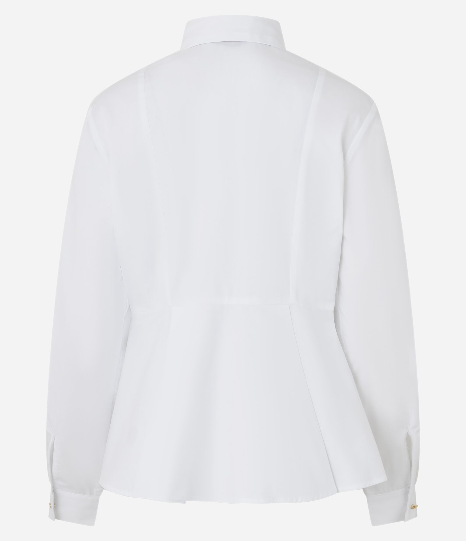 Camisa em Tricoline com Gola Colarinho e Detalhe Peplum Branco 2