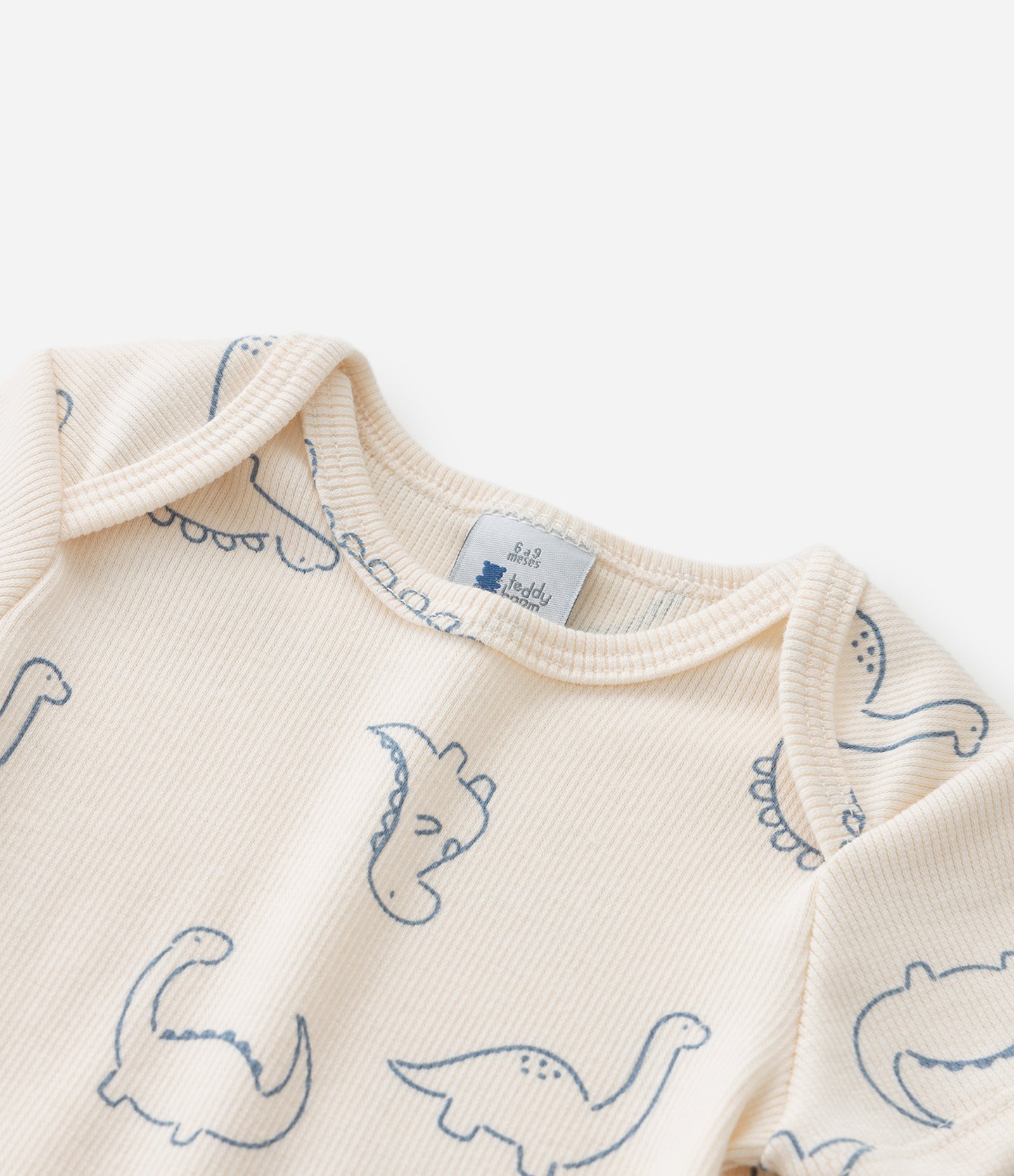 Body Bebê em Ribana com Estampa Dinossauros – Tam RN a 18 Meses Off White 6