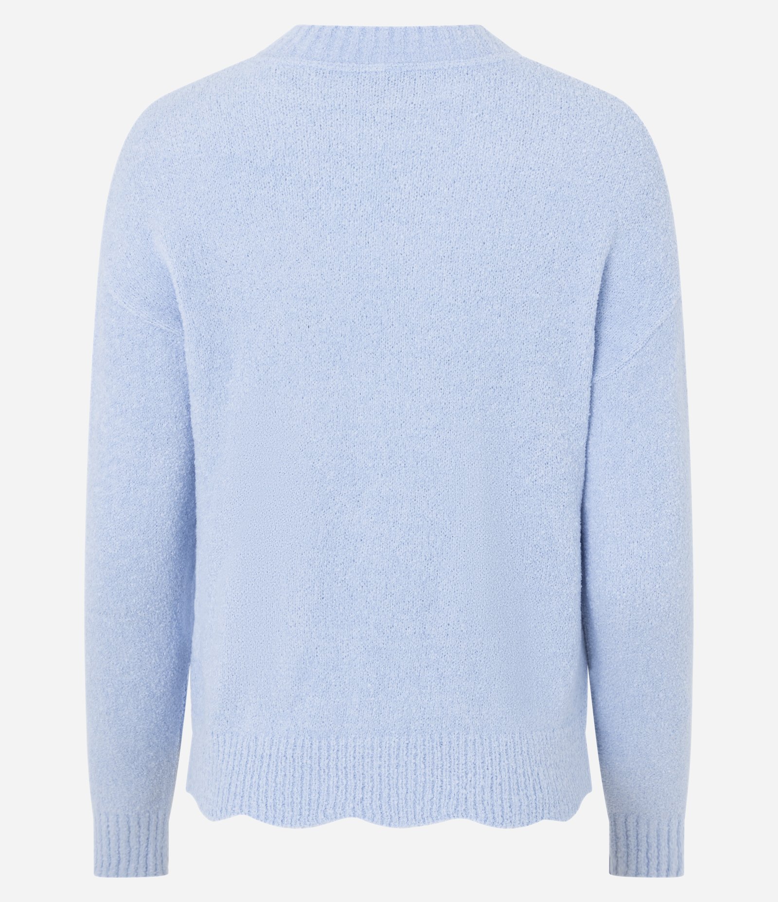 Blusão em Tricô Mousse Liso com Barra Ondulada Azul 3