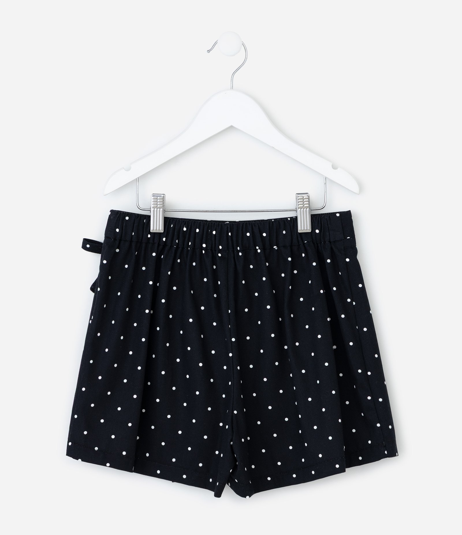Short Saia Infantil em Sarja Transpassada com Estampa Poá – Tam 5 a 14 Anos Preto 2
