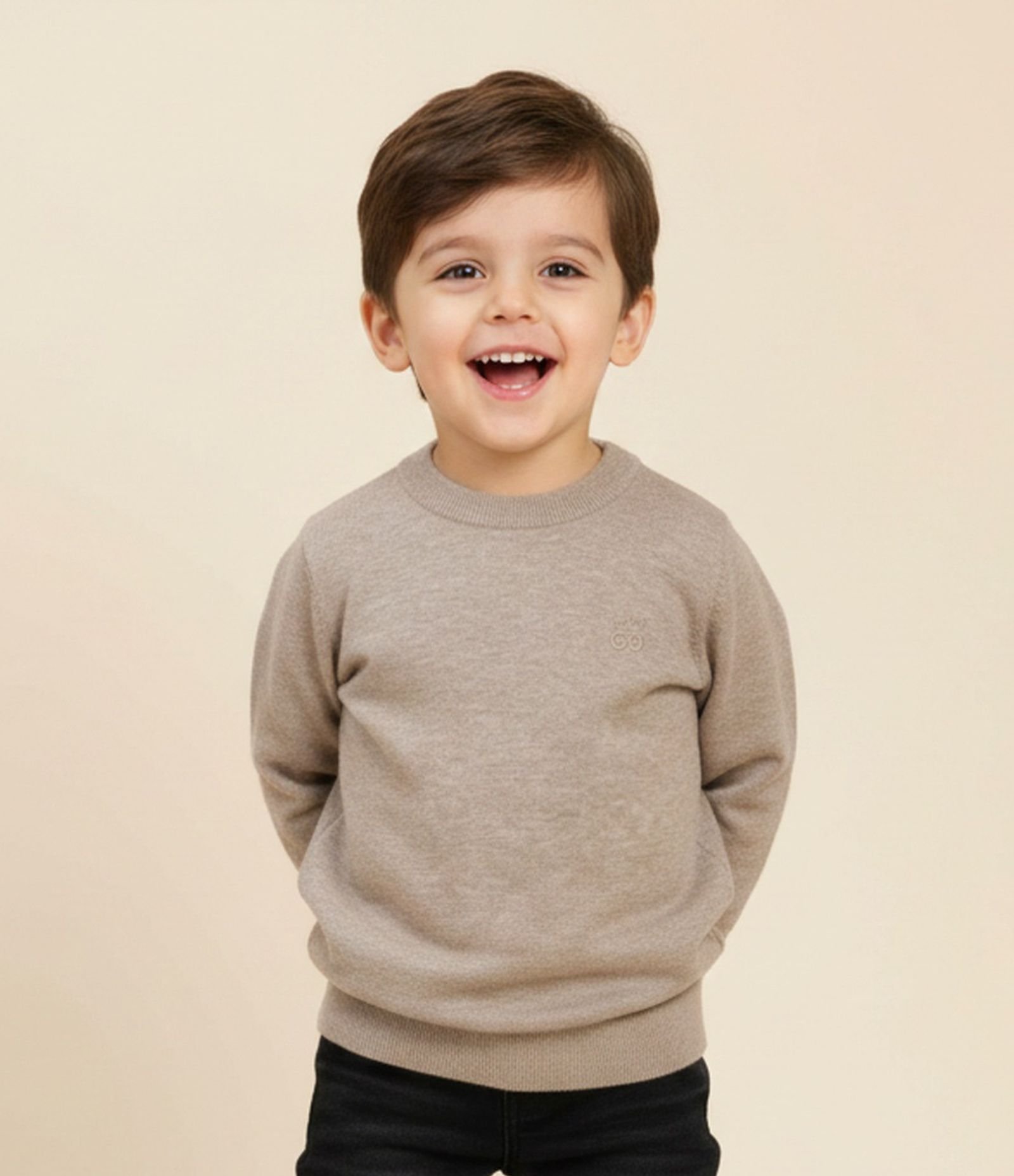Casaco Infantil em Tricô com Lettering – Tam 1 a 6 Anos Bege 1