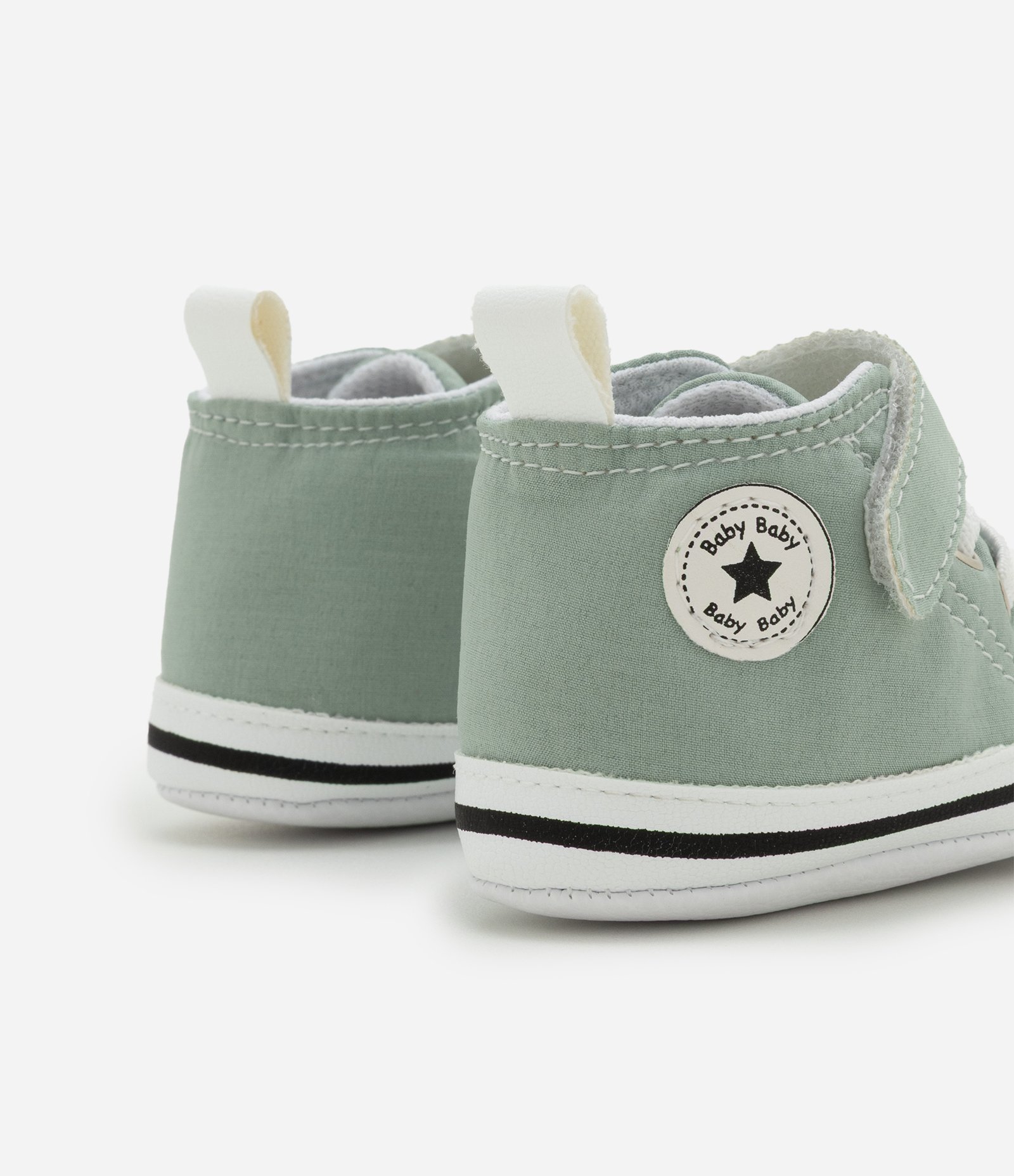 Tênis Infantil Cano Alto Com Velcro E Cadarço - Tam RN a 18 Meses Verde Claro 2