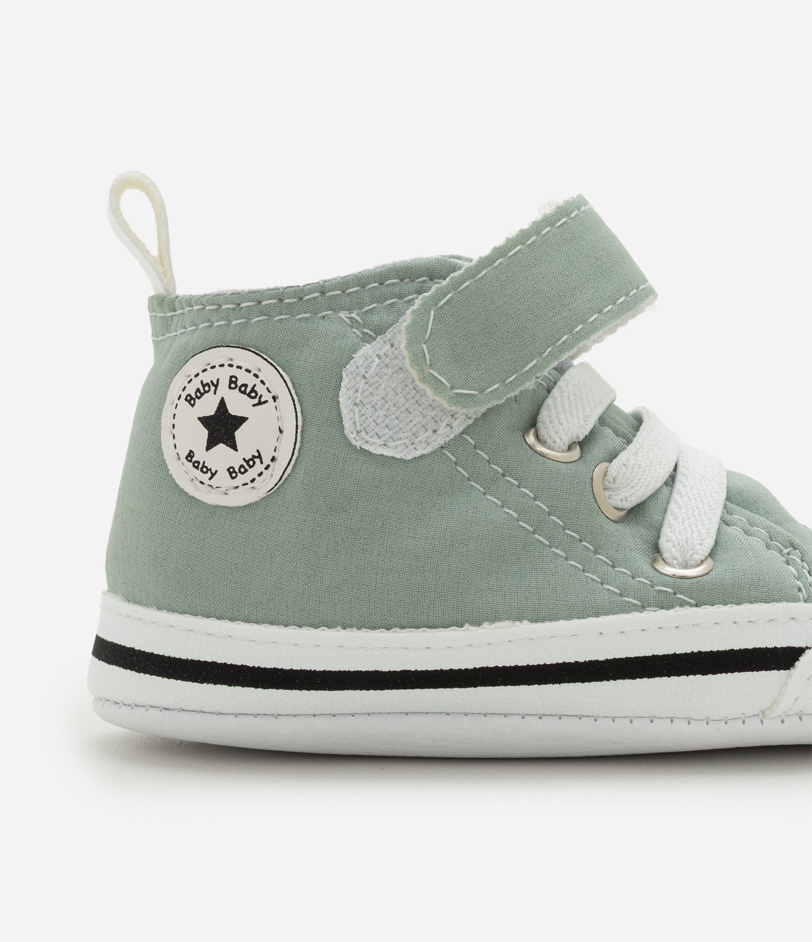 Tênis Infantil Cano Alto Com Velcro E Cadarço - Tam RN a 18 Meses Verde Claro 4