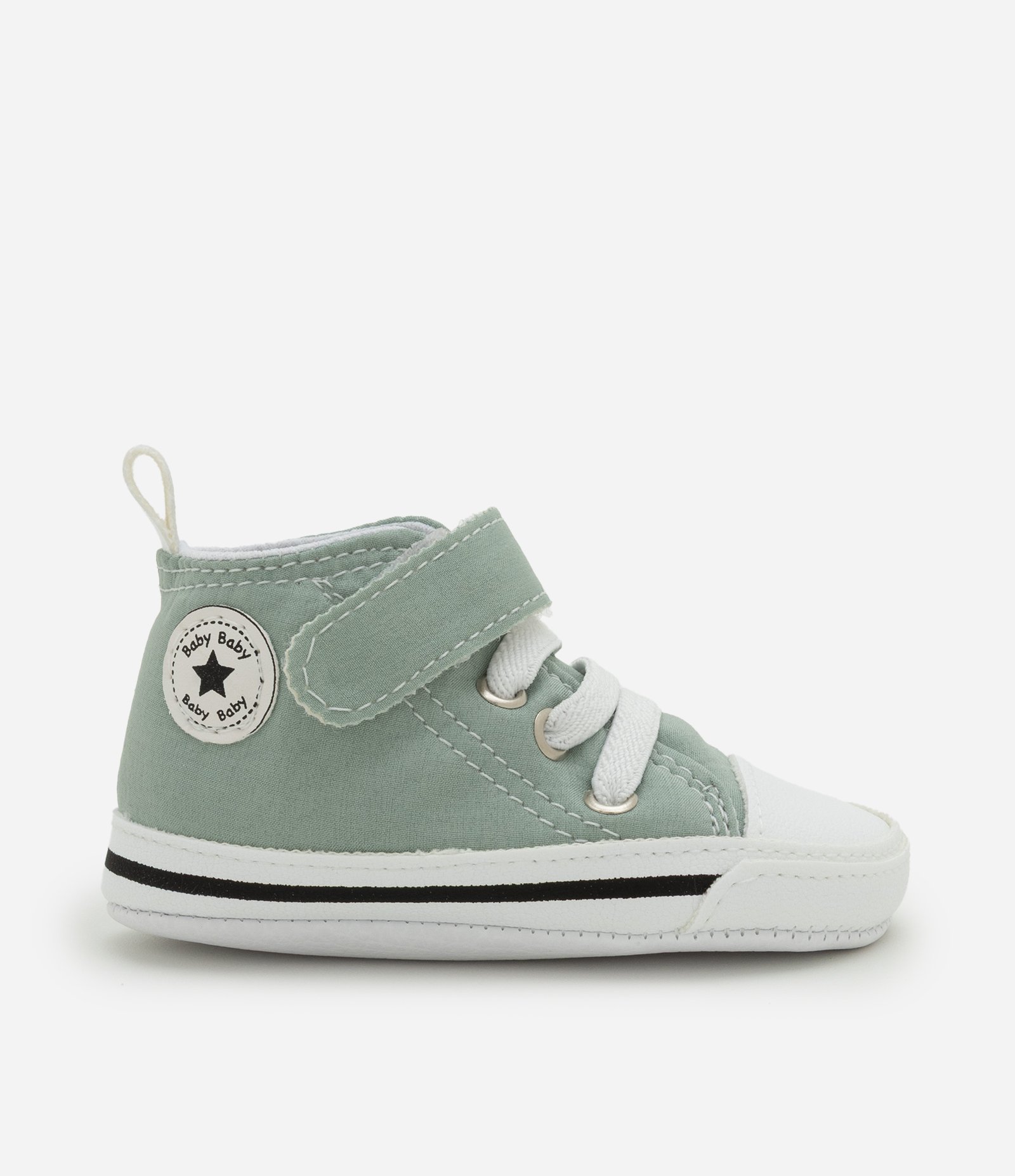 Tênis Infantil Cano Alto Com Velcro E Cadarço - Tam RN a 18 Meses Verde Claro 6