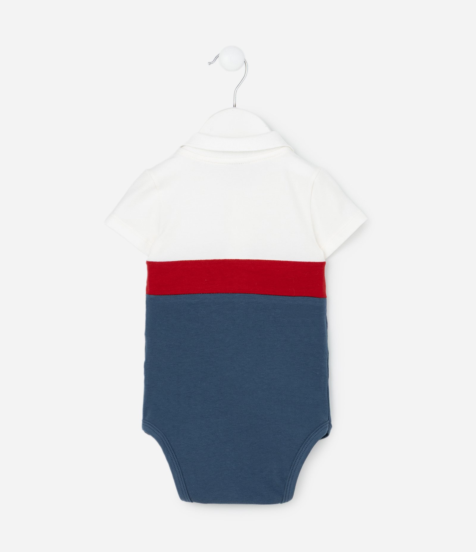 Body Bebê com Gola Polo e Blocos de Cor – Tam 0 a 18 Meses Branco/Vermelho/Azul 3