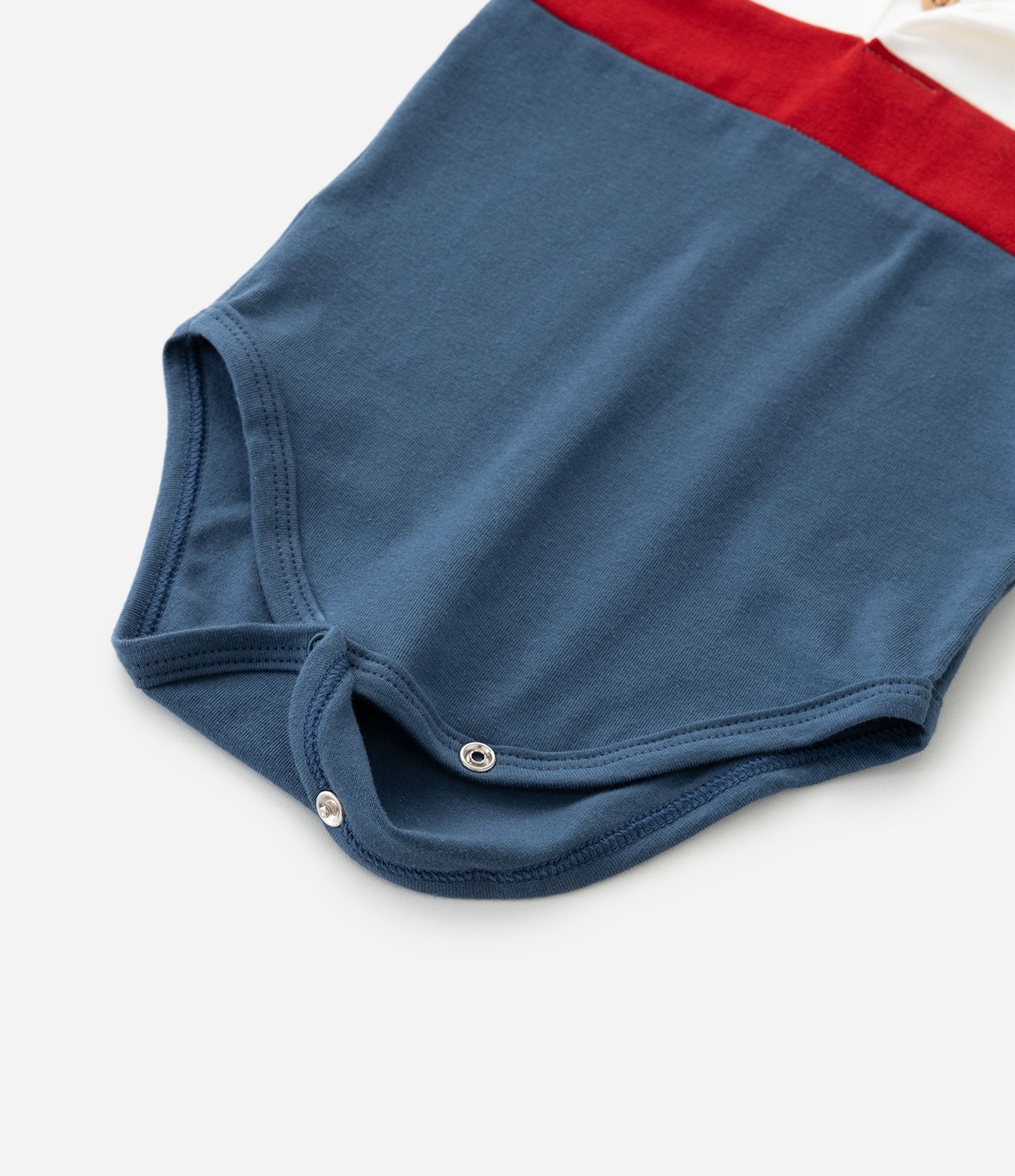 Body Bebê com Gola Polo e Blocos de Cor – Tam 0 a 18 Meses Branco/Vermelho/Azul 6