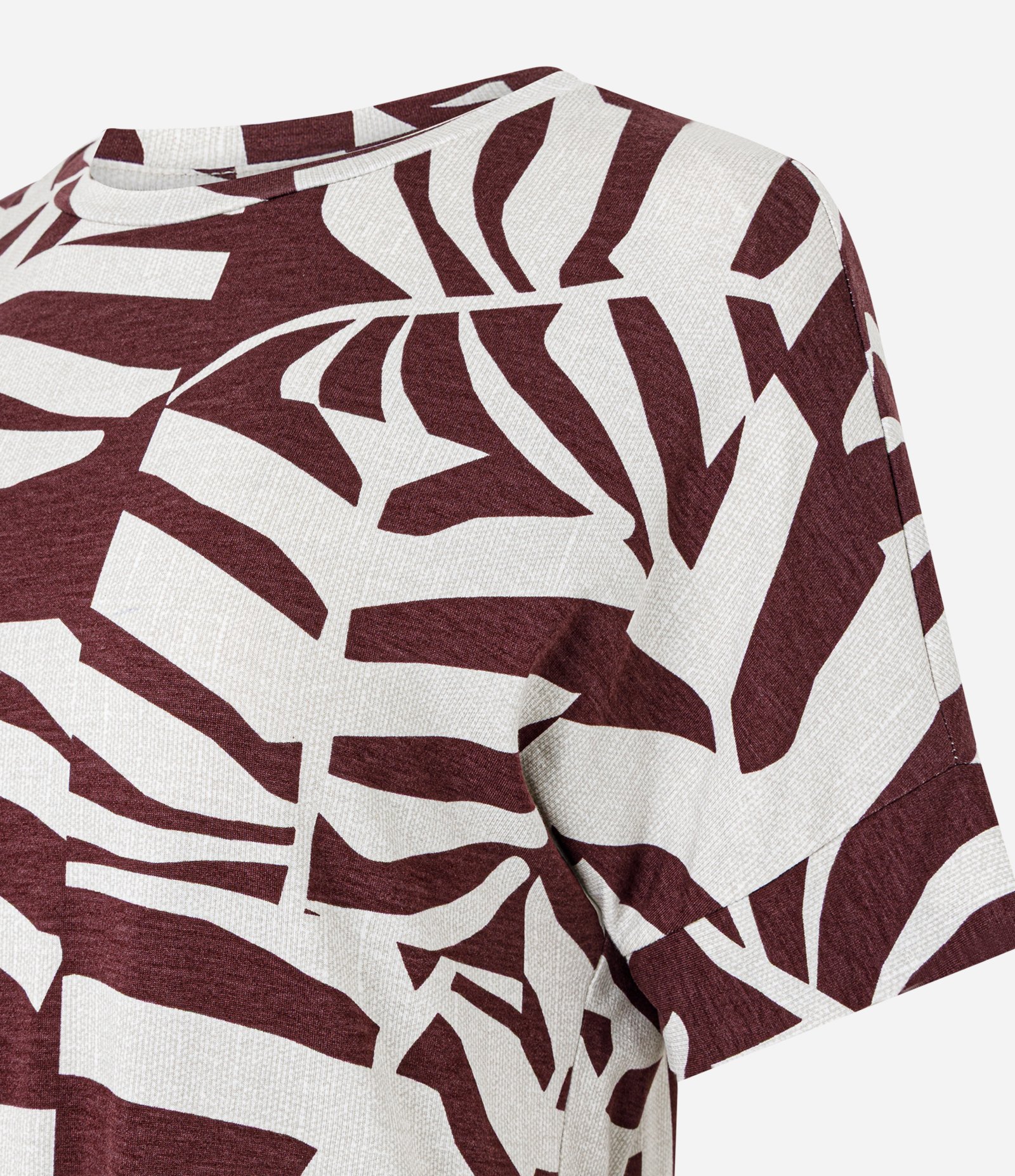 Blusa em Viscolycra com Mangas e Estampa de Folhagens Preto 6