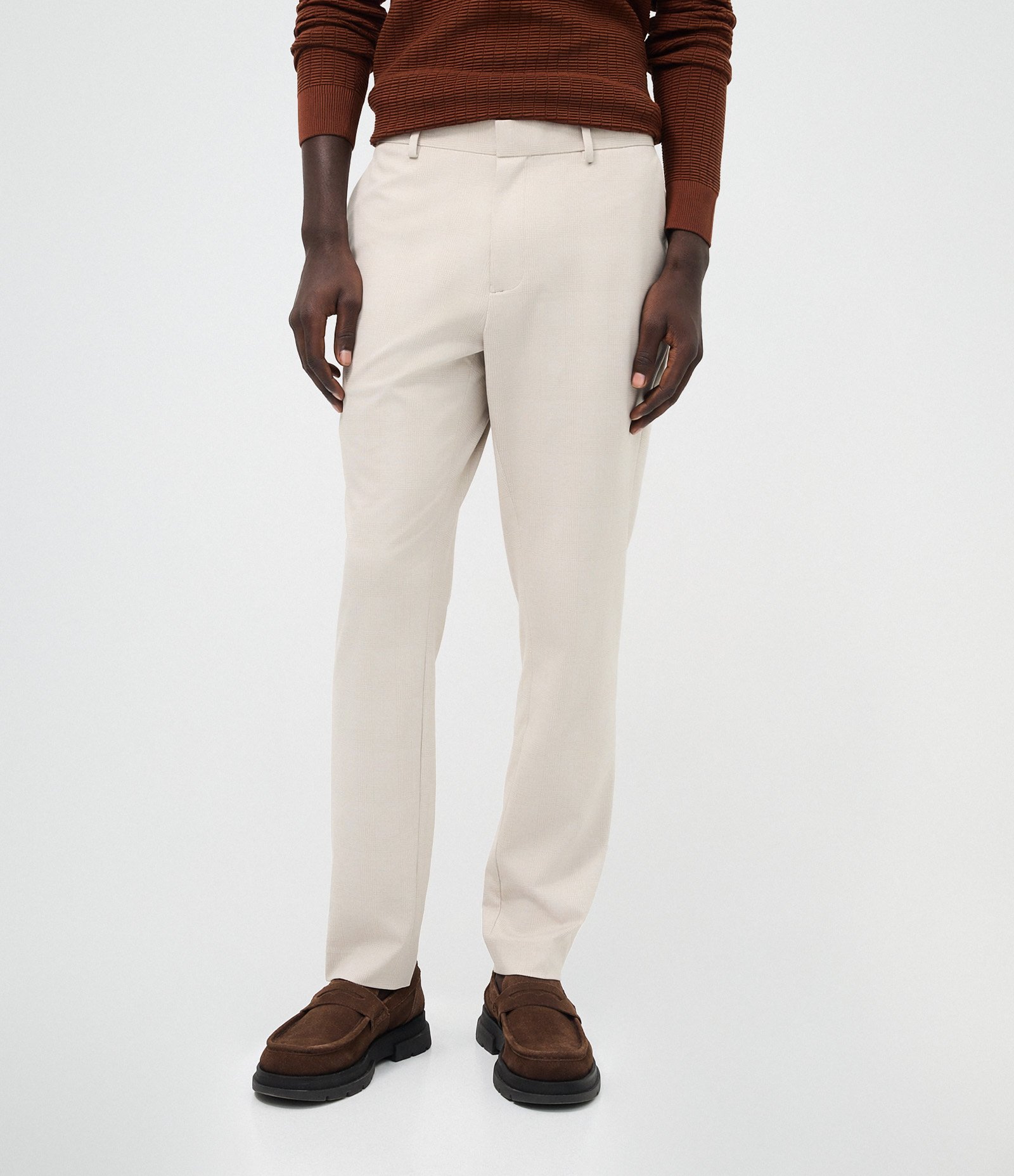 Calça Slim em Performance com Textura Bege 2