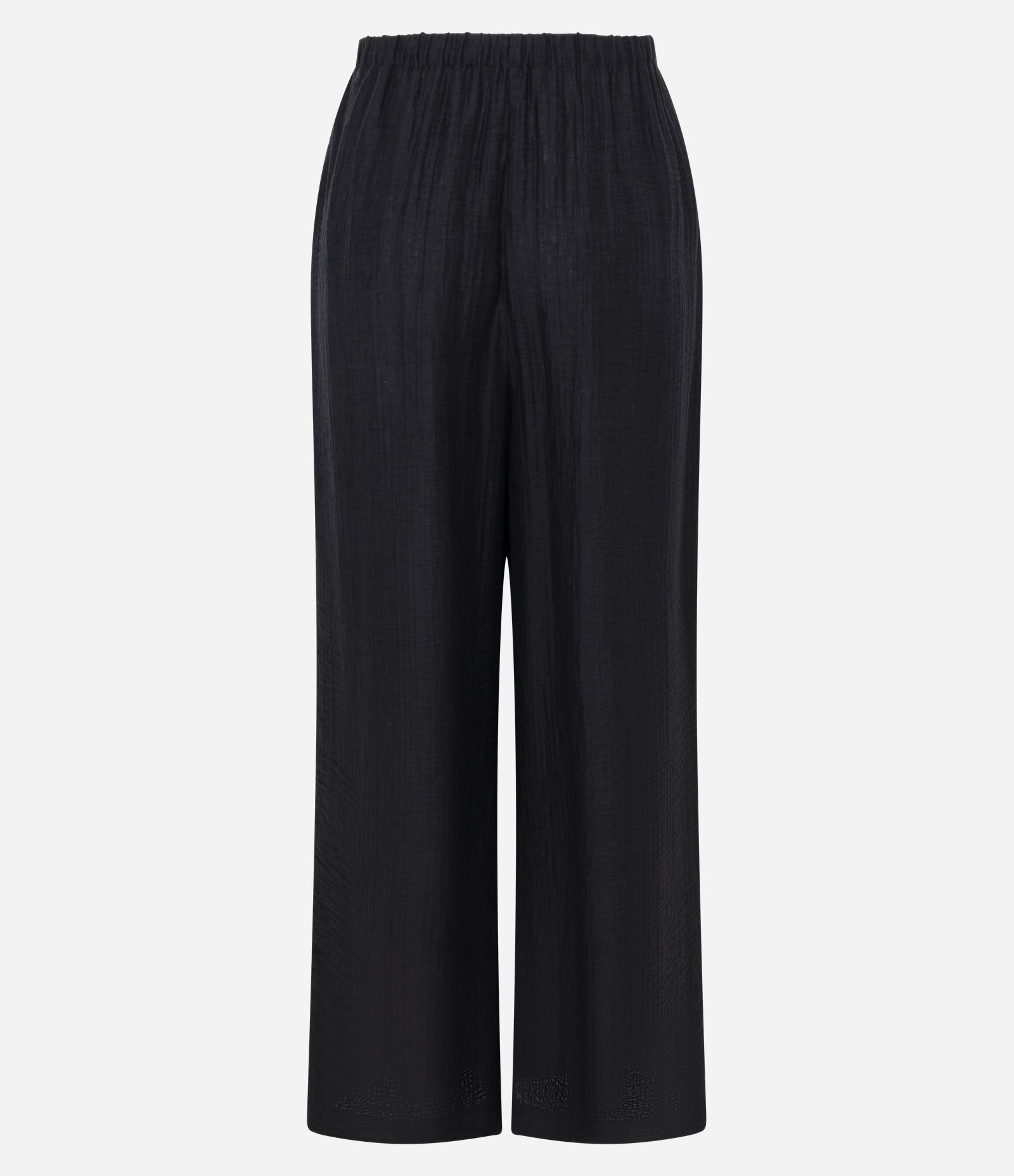 Calça Reta em Viscose com Bolsos Frontais e Cordão para Amarração Preto 5