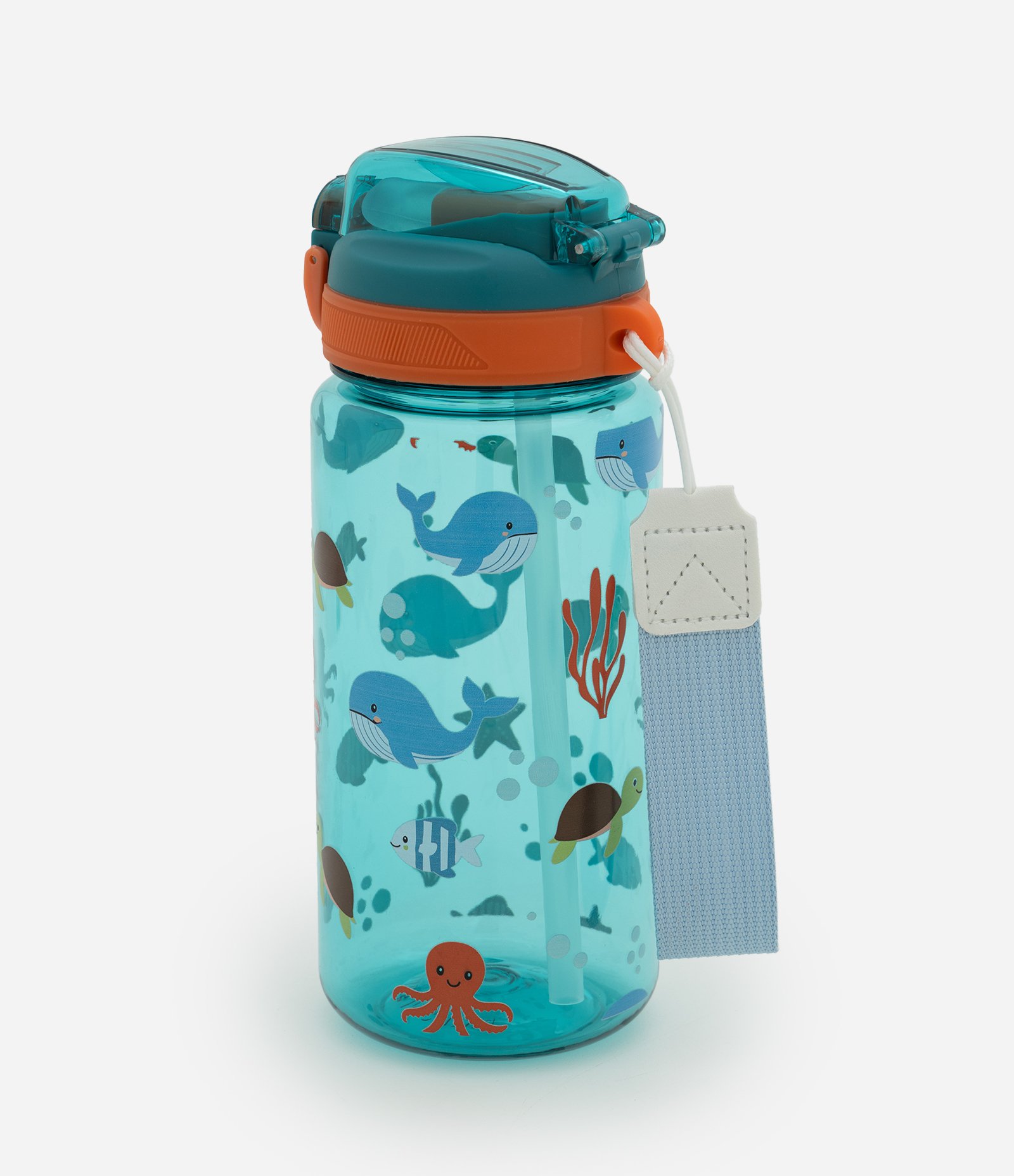 Garrafa de Plástico Translúcido com Estampa Marinha 600ml Verde 3