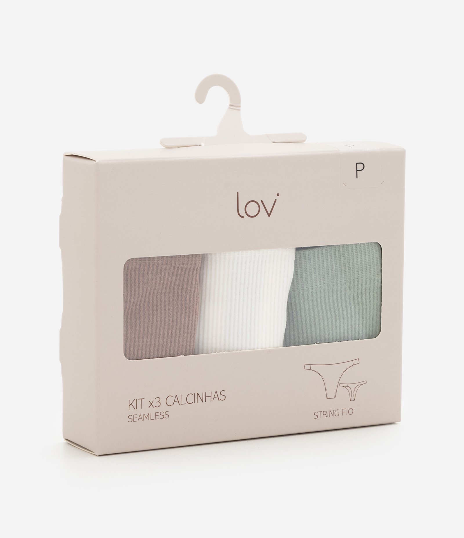 Kit 03 Calcinhas String Fio em Poliamida sem Costura Branco/ Verde/ Marrom 3