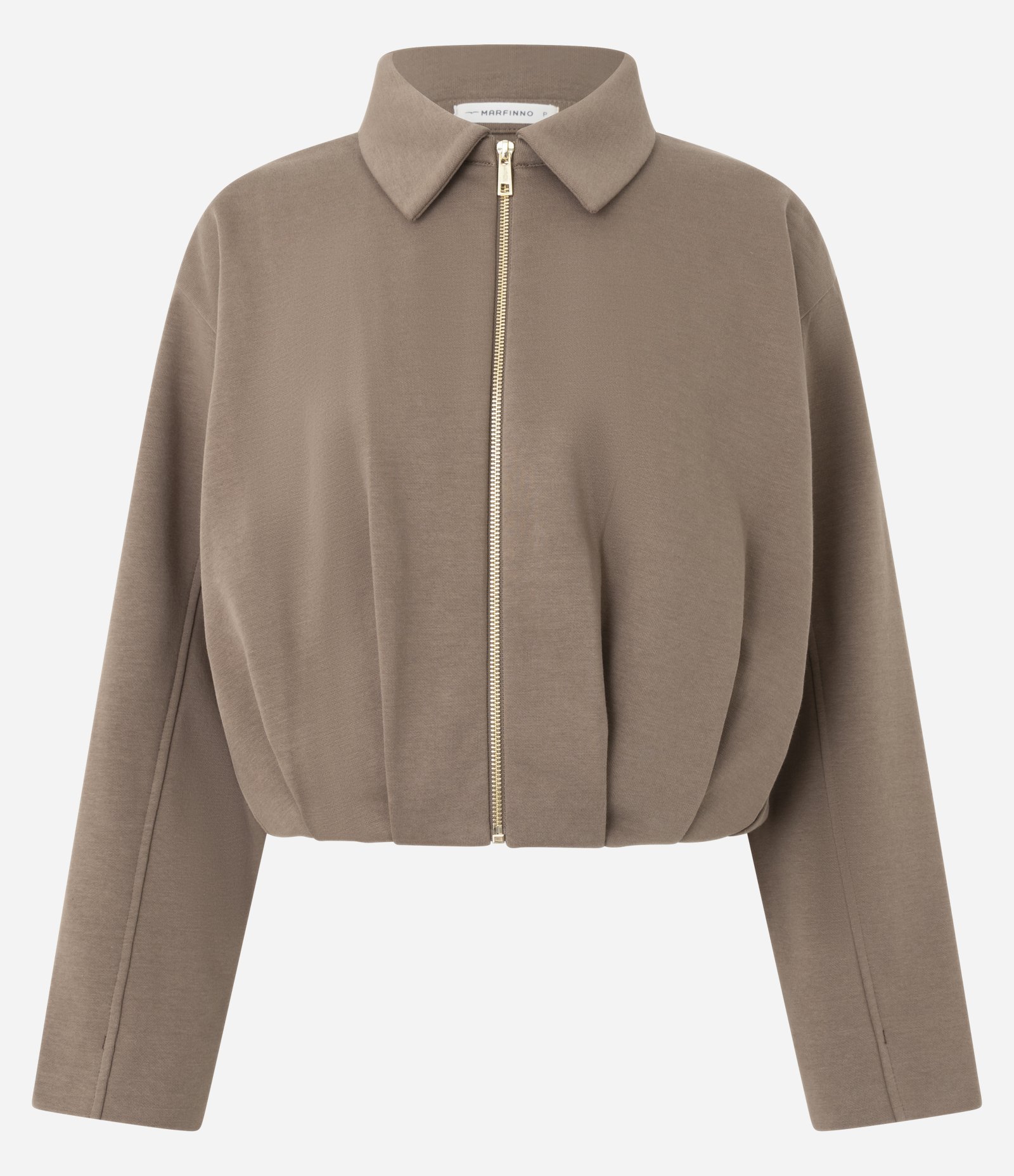 Jaqueta Balonê Curta em Moletom com Felpa Marrom 5