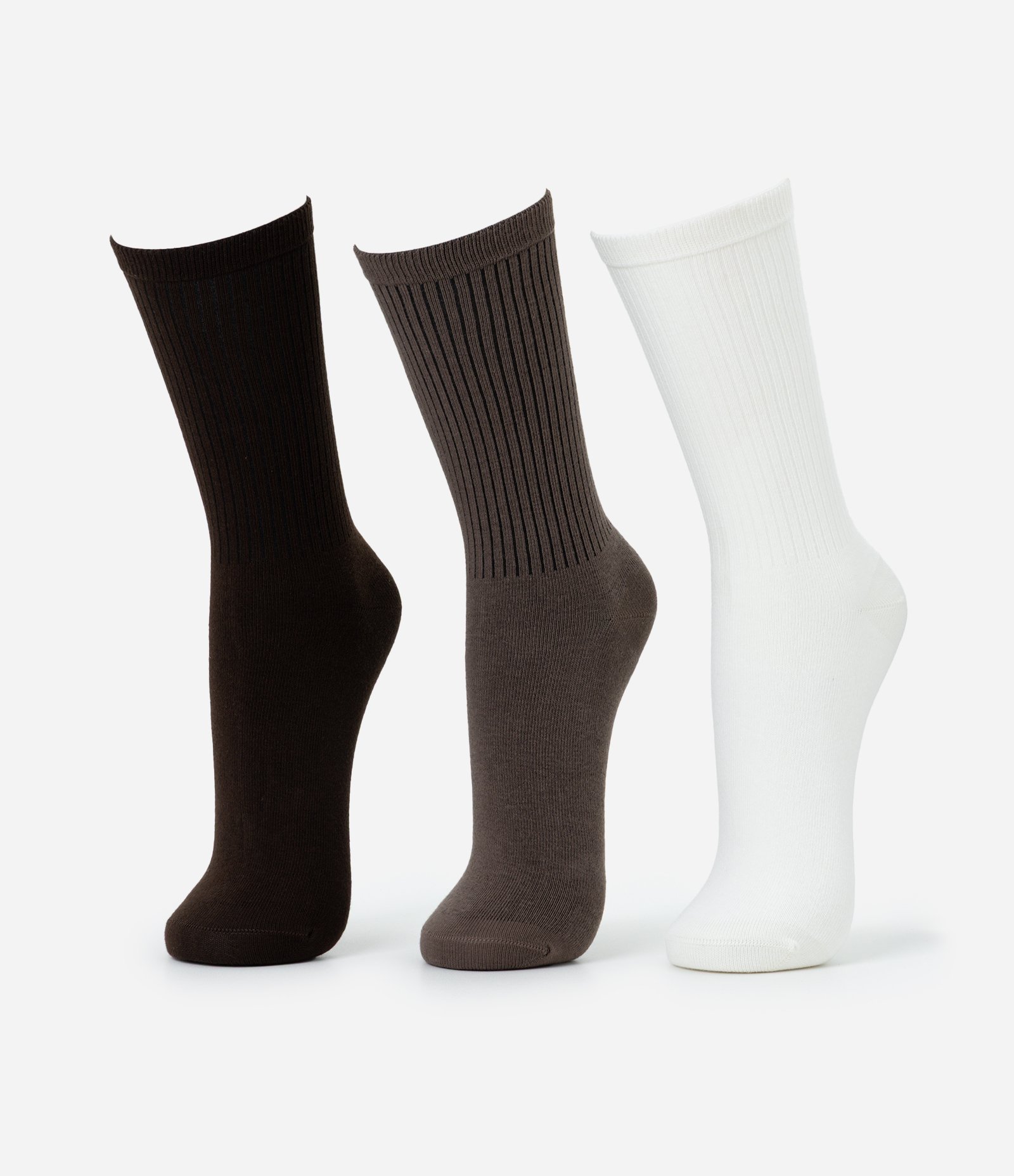Kit 03 Meias Caneladas Básicas Cano Alto Multicores 1
