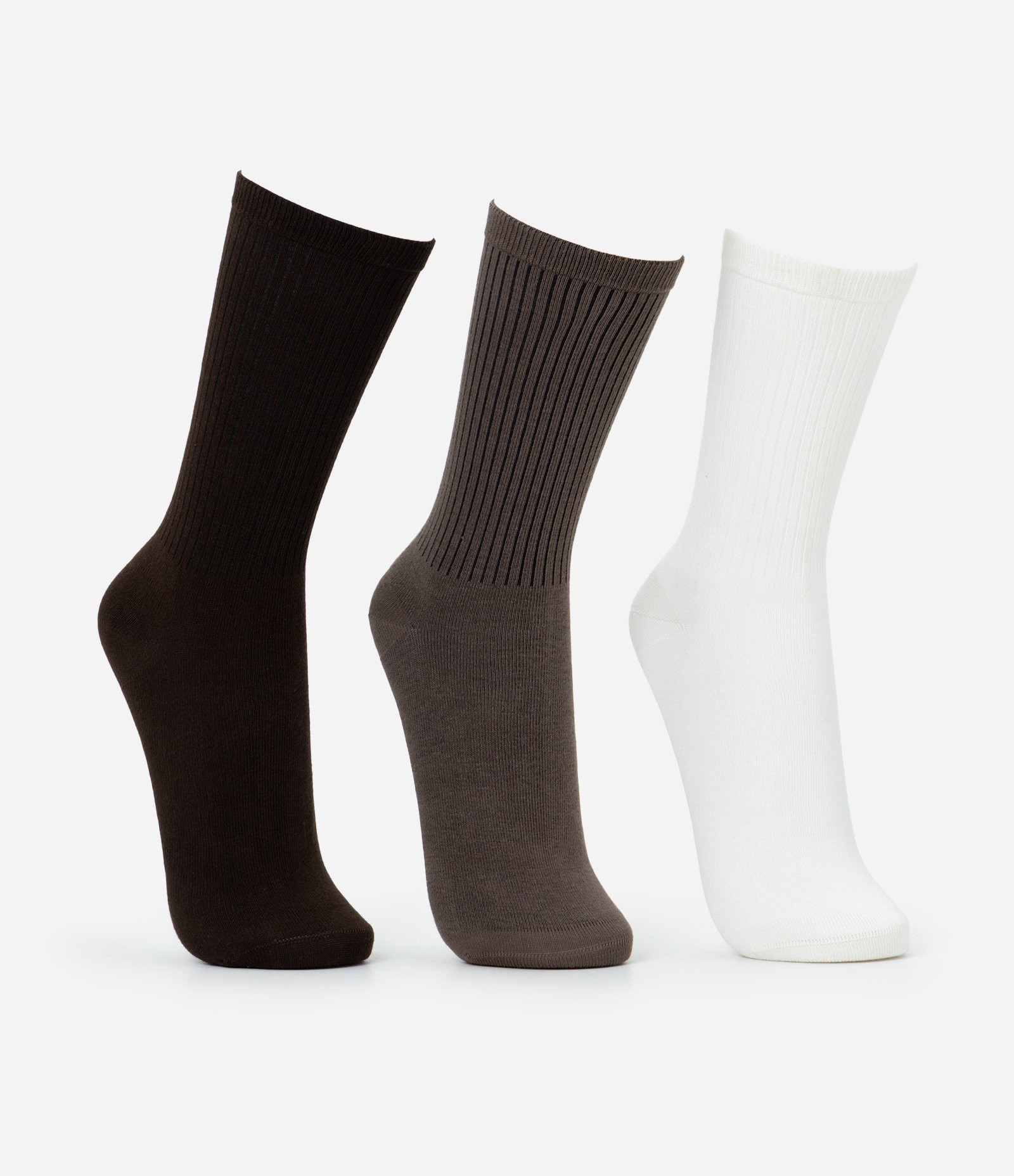 Kit 03 Meias Caneladas Básicas Cano Alto Multicores 2