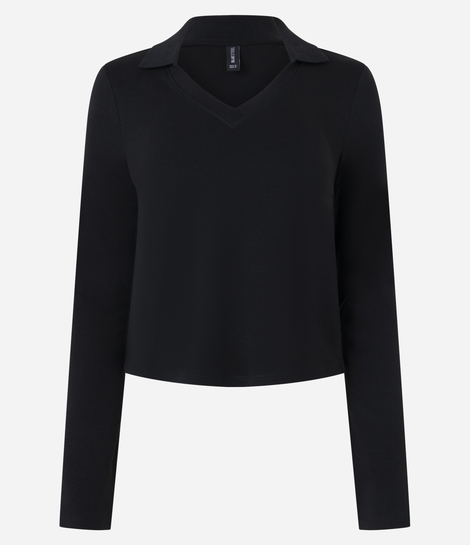 Blusa Manga Longa Interlock com Gola Polo Preto 2