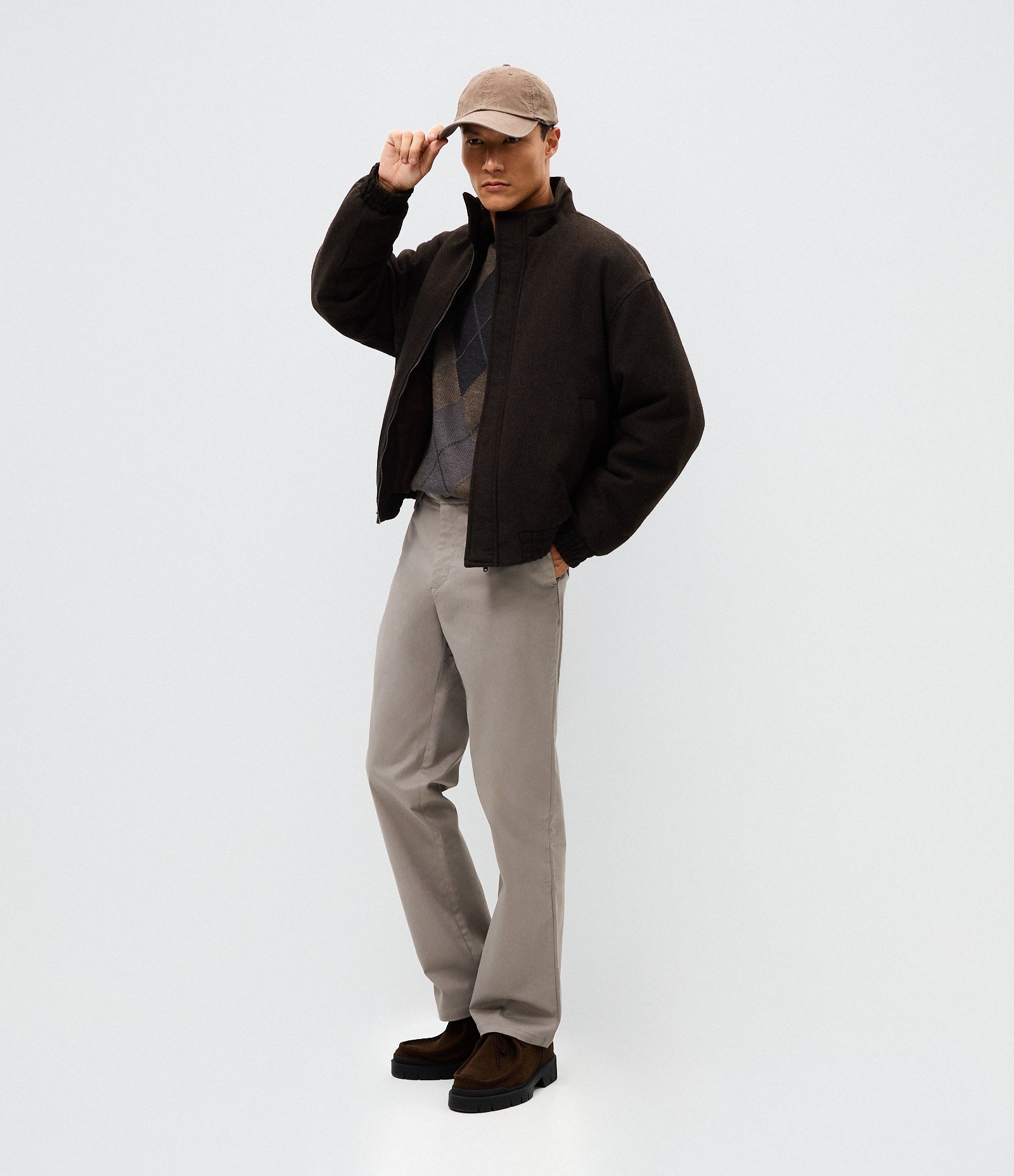 Jaqueta Bomber Puffer em Veludo Liso Marrom 2
