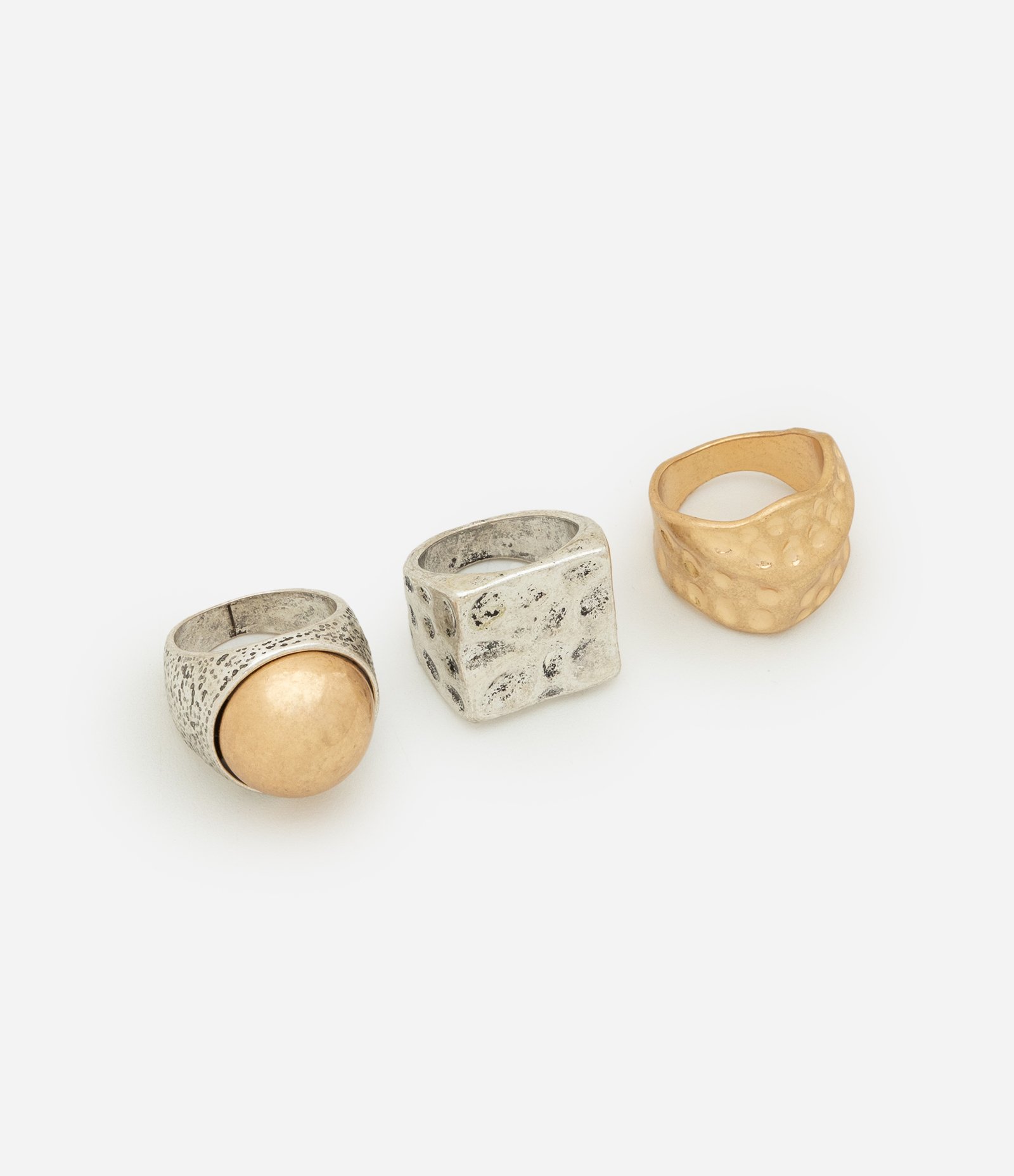 Kit 03 Anéis com Efeito Martelado Multicores 1