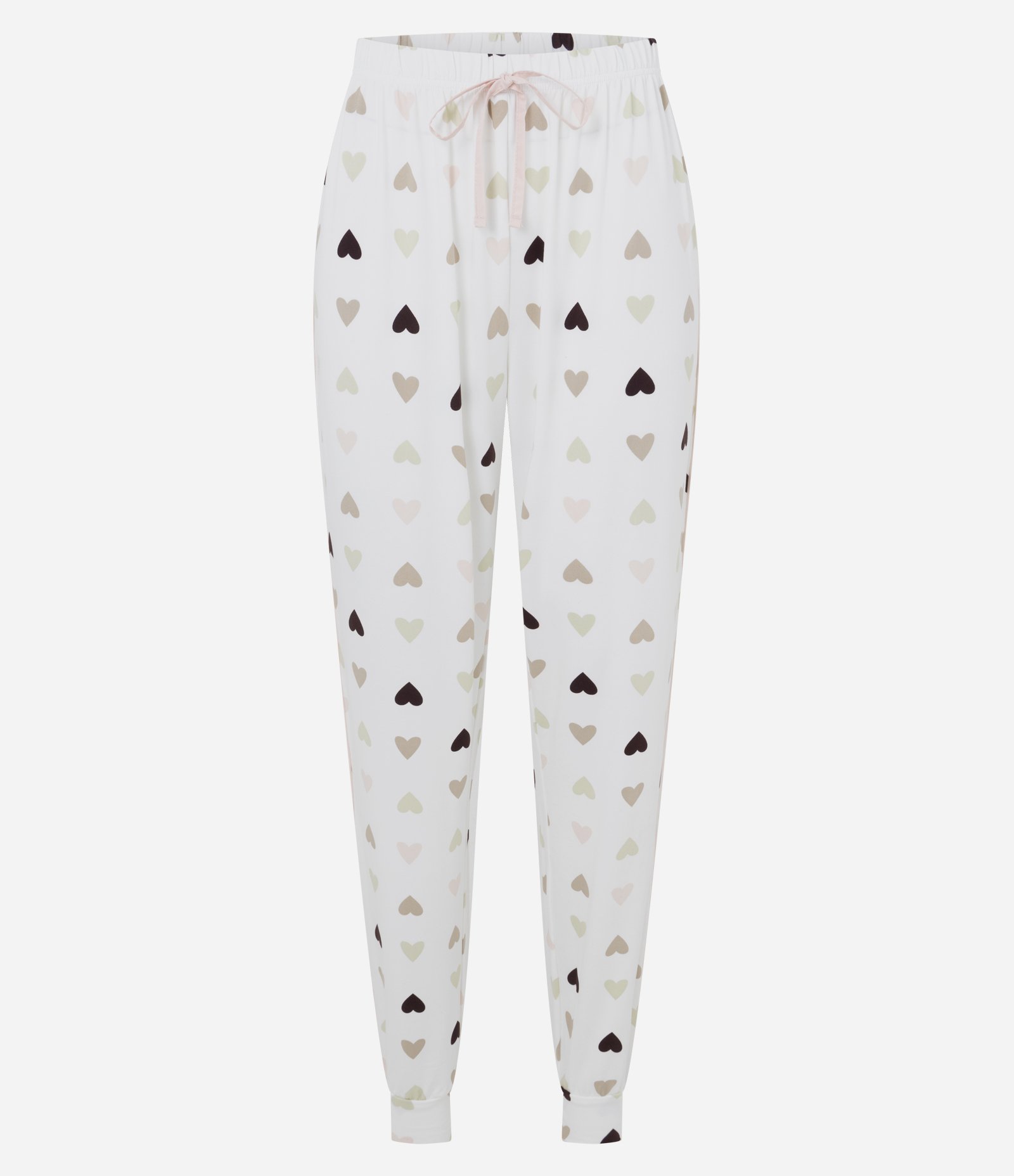 Calça de Pijama em Peach Touch com Estampa de Coração Branco 4