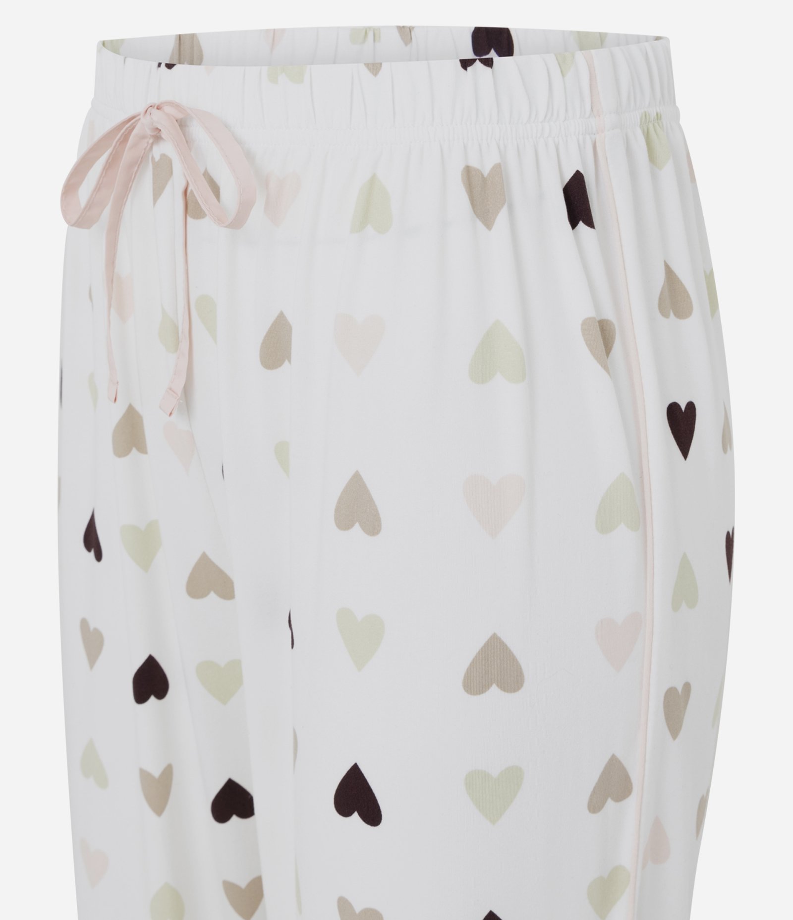 Calça de Pijama em Peach Touch com Estampa de Coração Branco 5