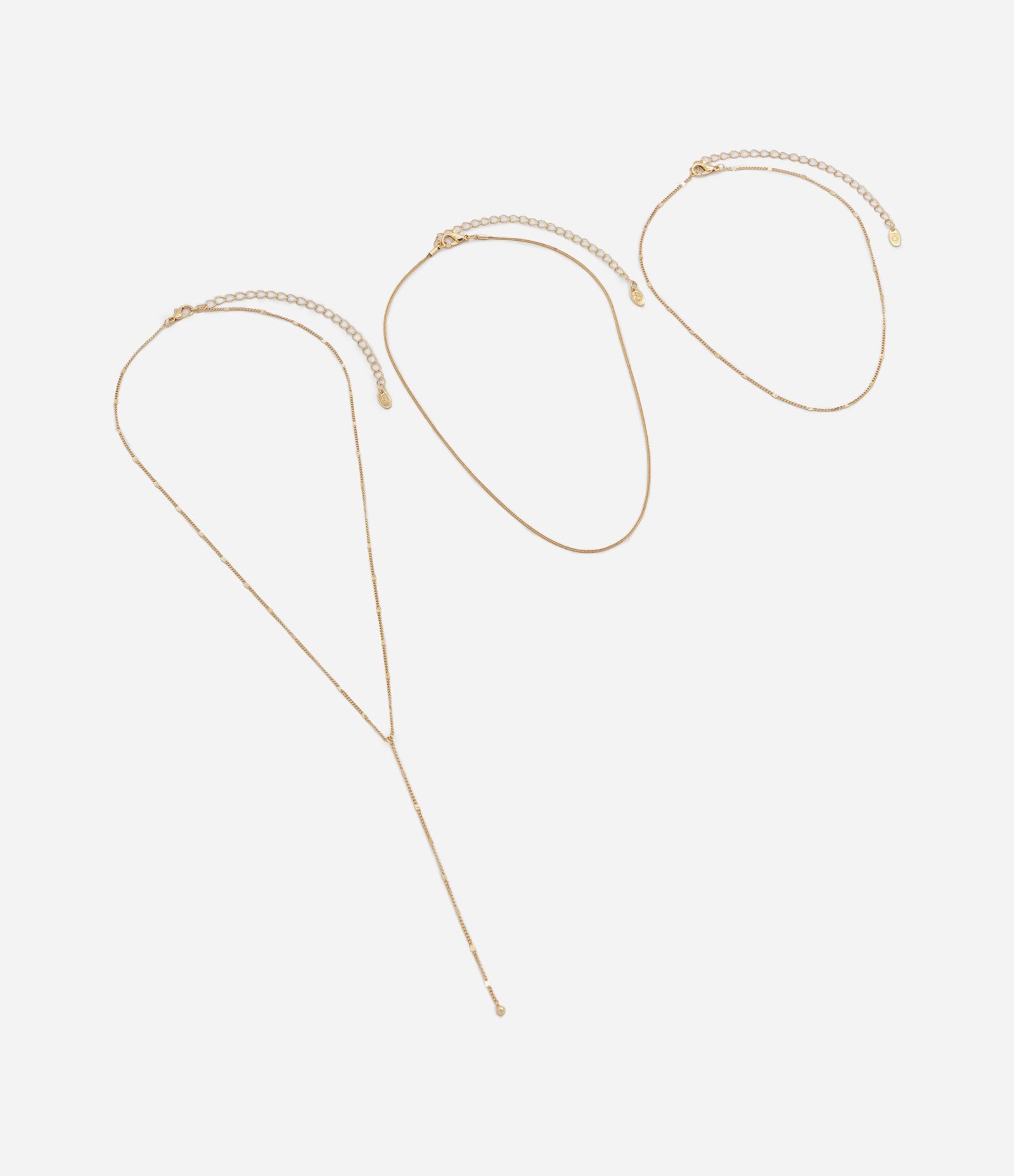 Colar Camadas em Metal com Corrente Fina Dourado 2