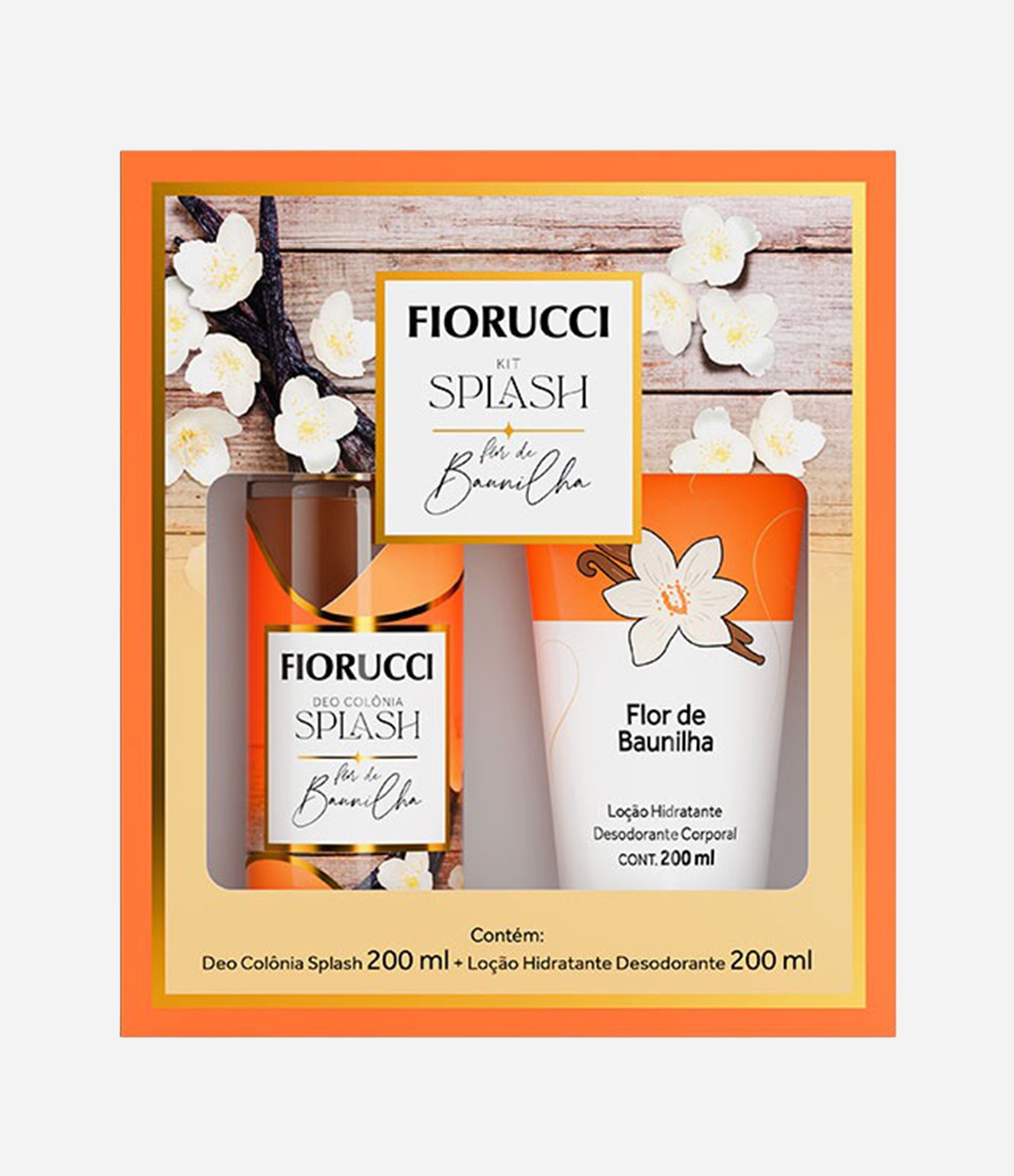Kit Deo Colônia Splash 200ml + Loção Hidratante 200ml Flor de Baunilha KIT 1