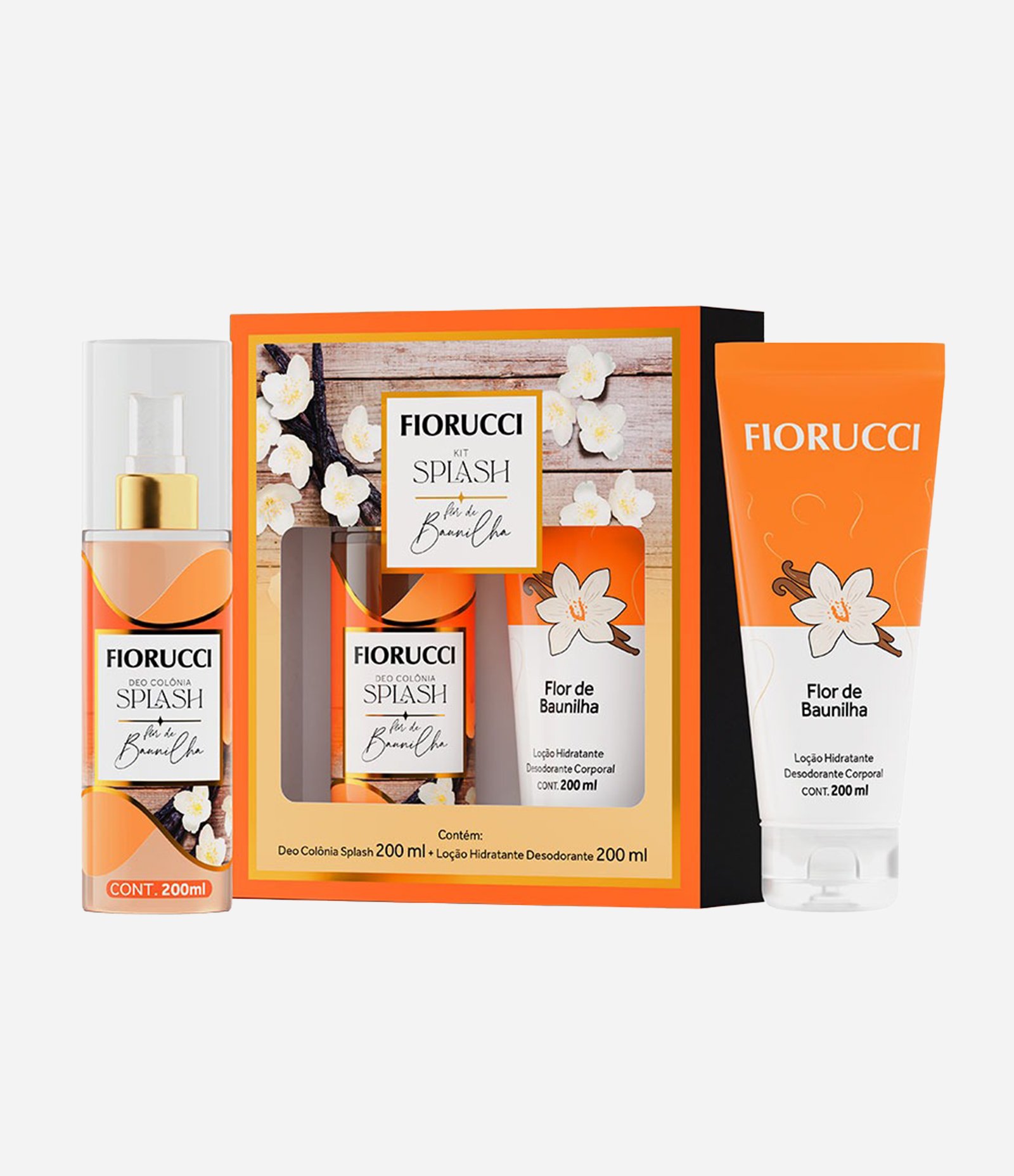 Kit Deo Colônia Splash 200ml + Loção Hidratante 200ml Flor de Baunilha KIT 2
