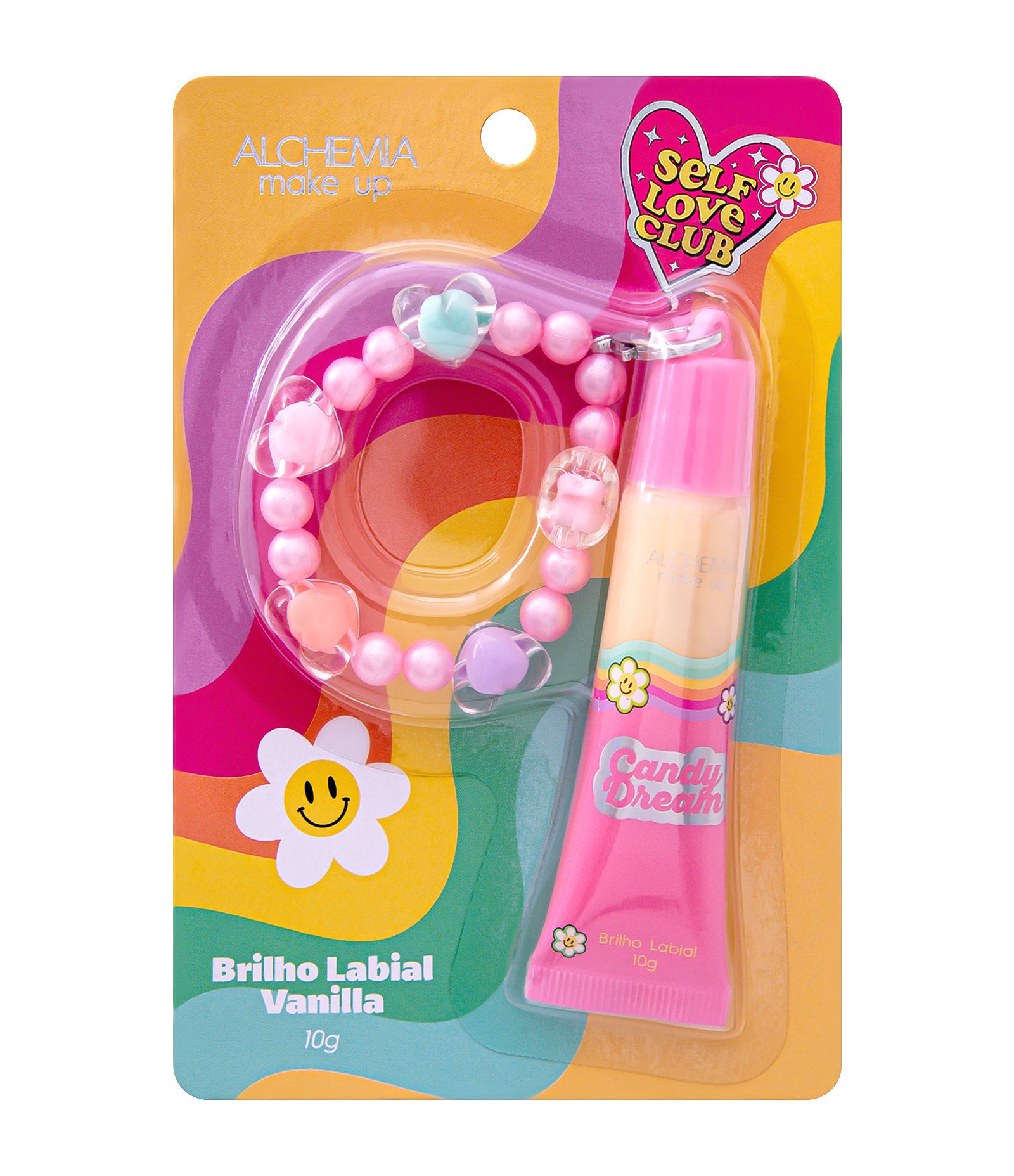 Brilho Labial Alchemia Make up Self Love Club Candy Dream com pulseira Vanilla 1