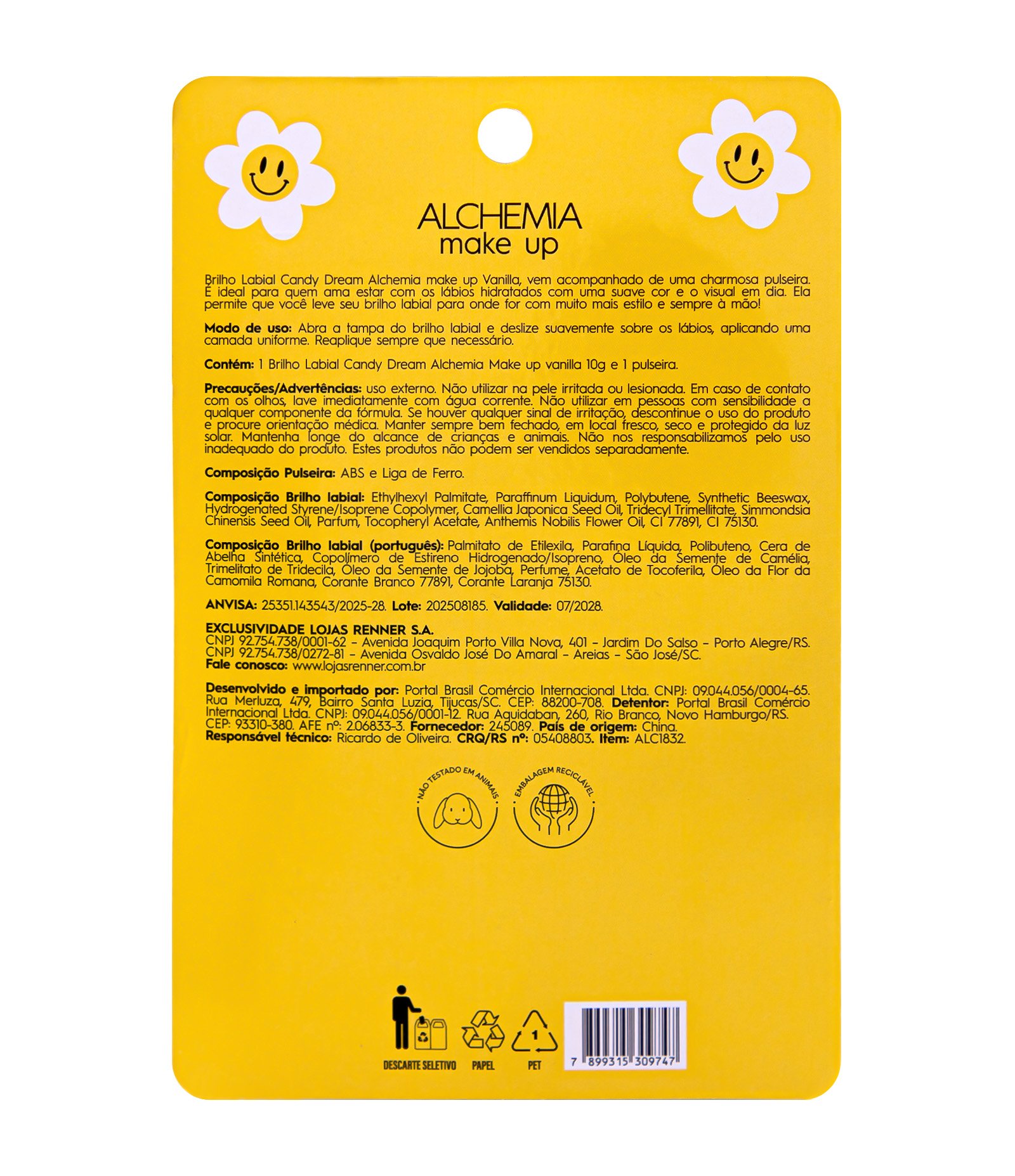 Brilho Labial Alchemia Make up Self Love Club Candy Dream com pulseira Vanilla 2