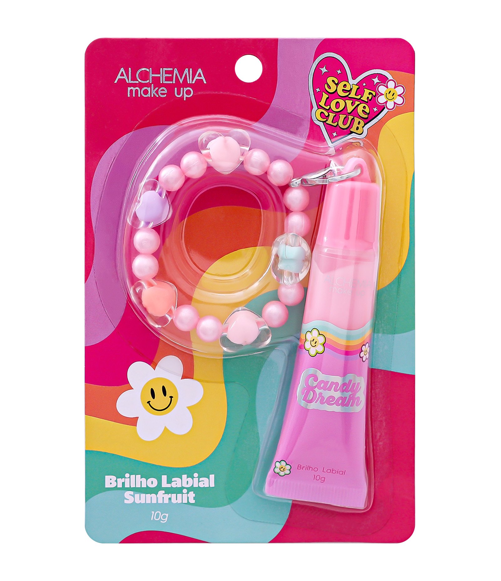 Brilho Labial Alchemia Make up Self Love Club Candy Dream com pulseira Sunfruit 1
