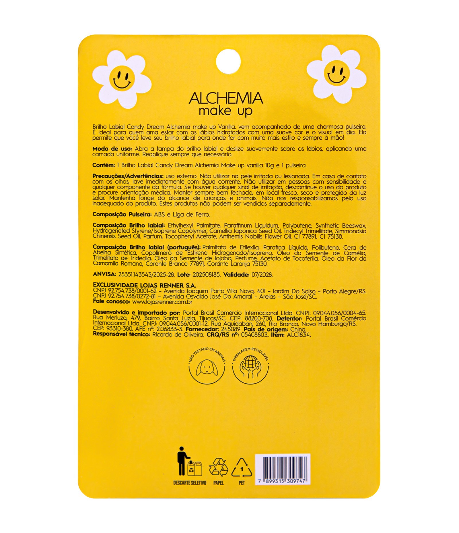 Brilho Labial Alchemia Make up Self Love Club Candy Dream com pulseira Sunfruit 2