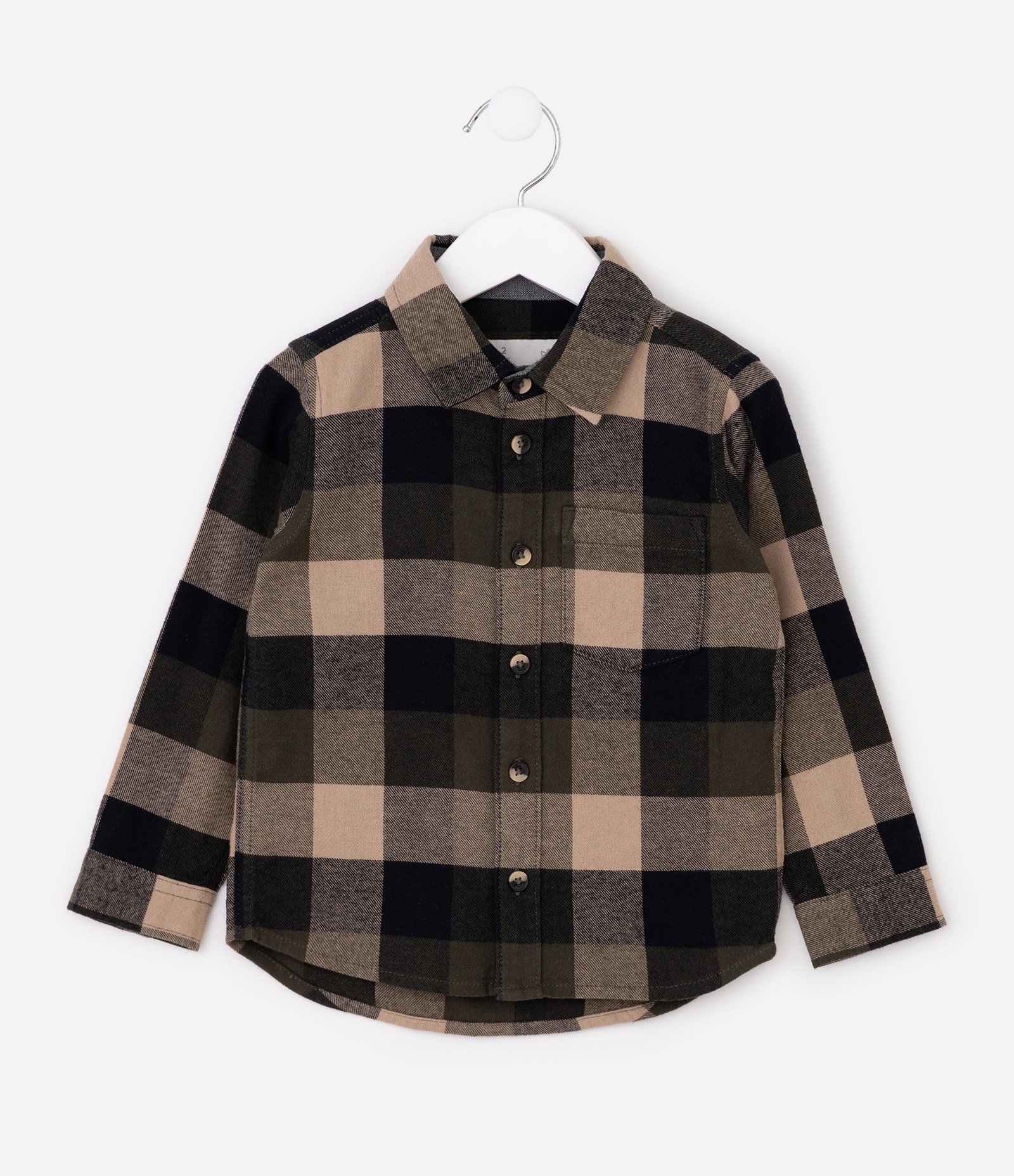 Camisa Infantil em Flanela com Estampa Xadrez – Tam 1 a 6 Anos Verde/Bege/Preto 2