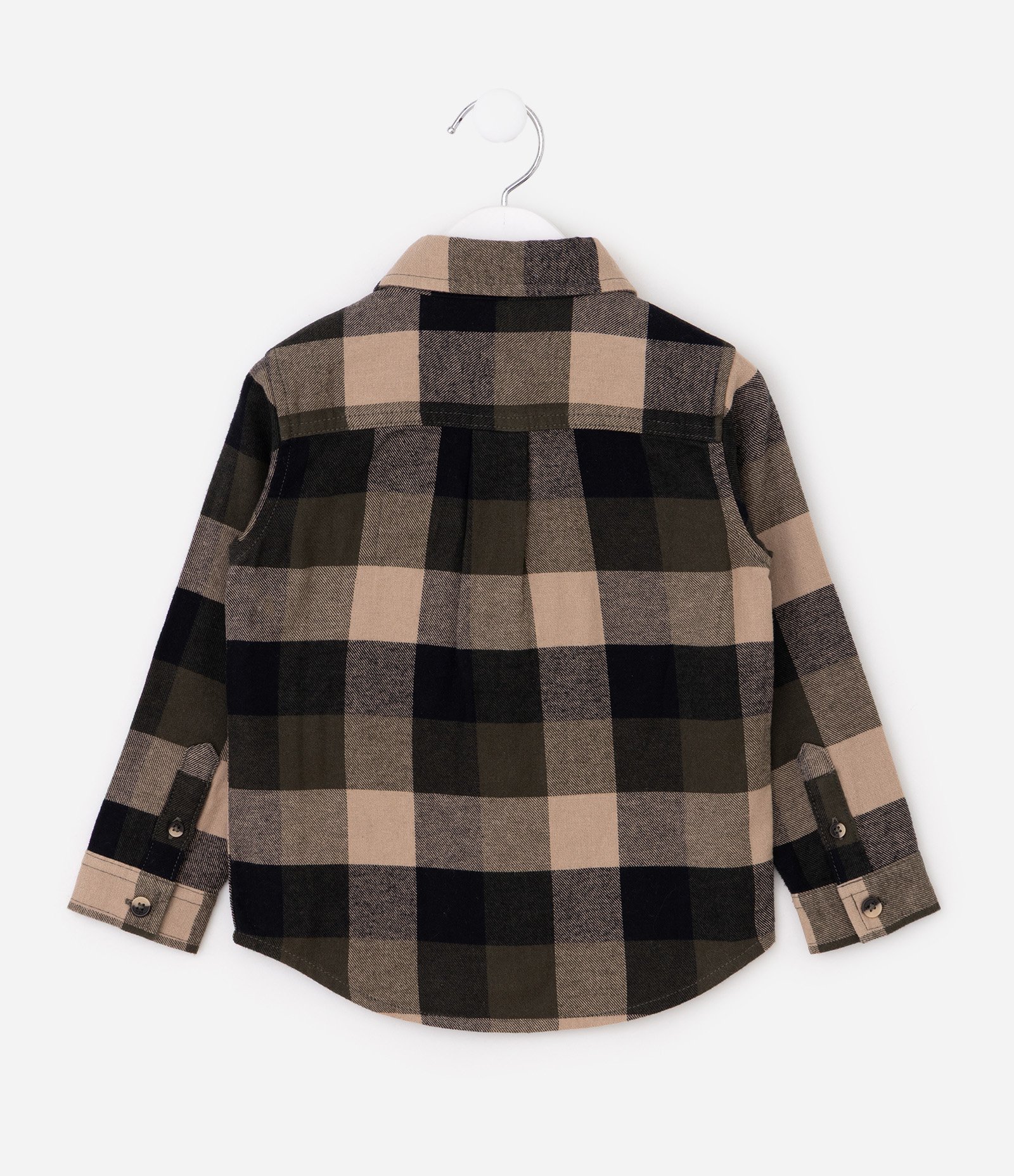 Camisa Infantil em Flanela com Estampa Xadrez – Tam 1 a 6 Anos Verde/Bege/Preto 3