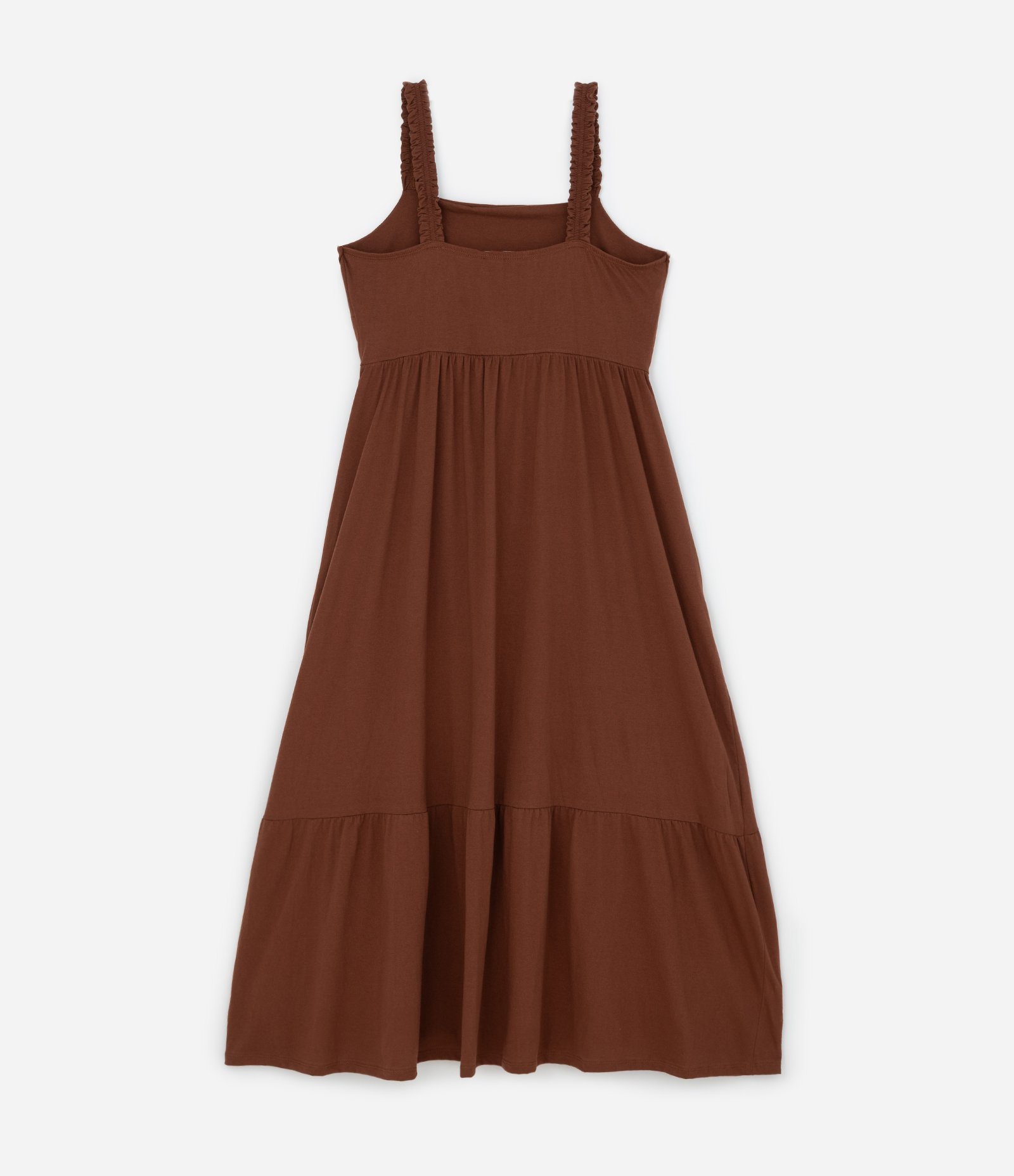 Vestido Midi em Algodão com Babados Curve & Plus Size Marrom 6