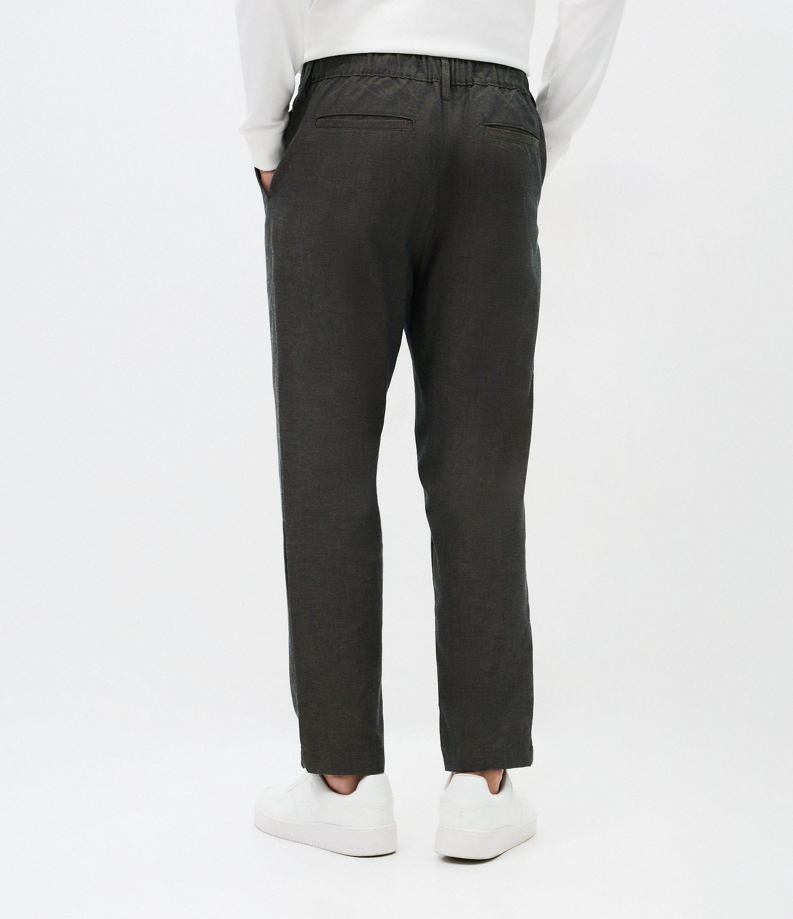Calça Relaxed Oxford em Algodão Verde Acinzentado 3