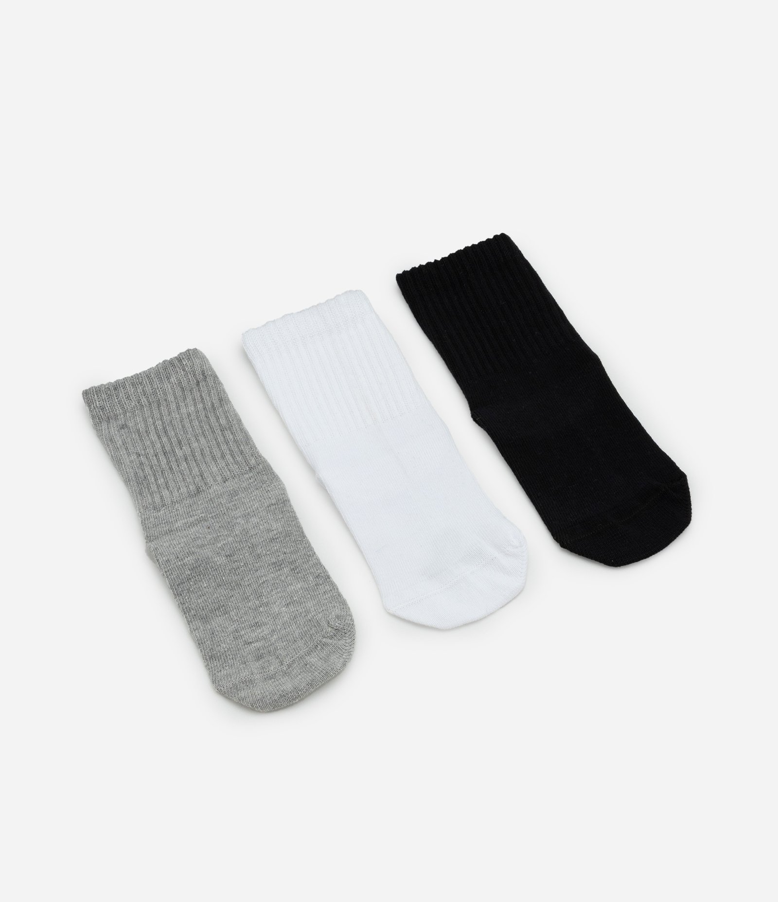 Kit 03 Meias Infantis Lupo - Tam 19 a 34 Cinza/Branco/Preto 2