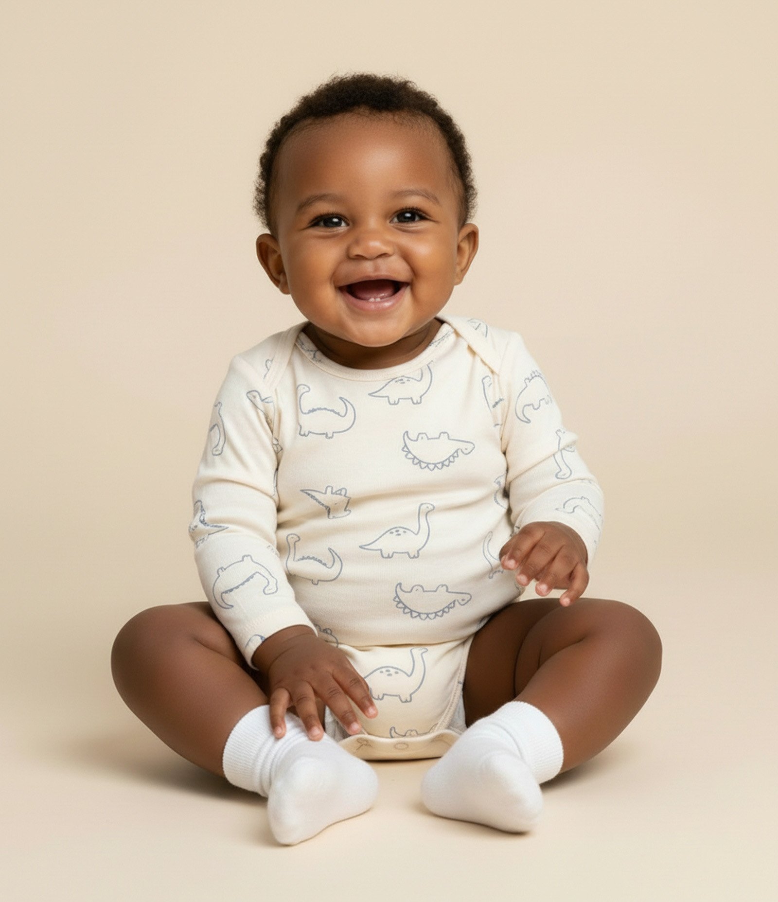 Body Infantil com Estampa de Dinossauros – Tam RN a 24 Meses Off White 1